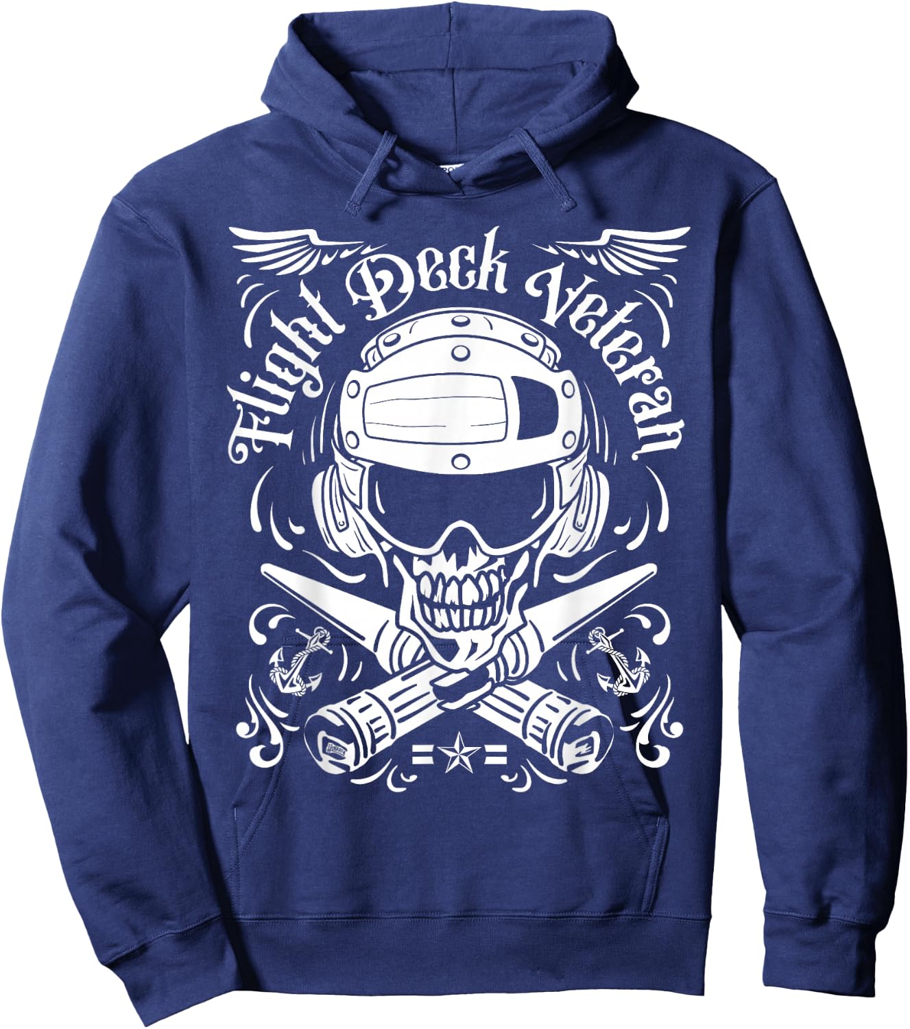 Naval Aviation Flight Deck Veteran Skull Hoodie - Hoodie | Navy