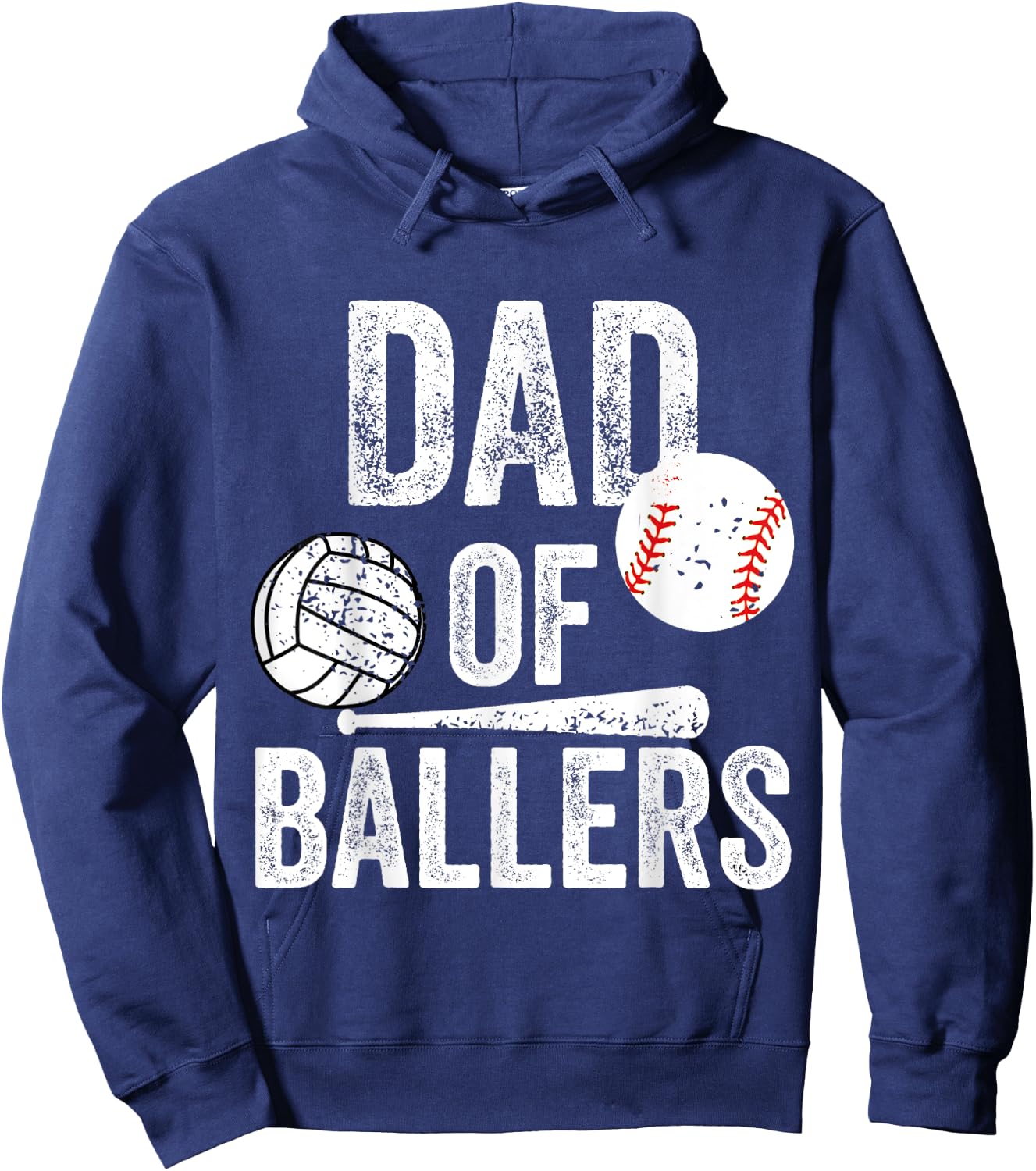 Dad of Ballers Volleyball Baseball Daddy Fathers Day Funny Hoodie - Hoodie | Navy