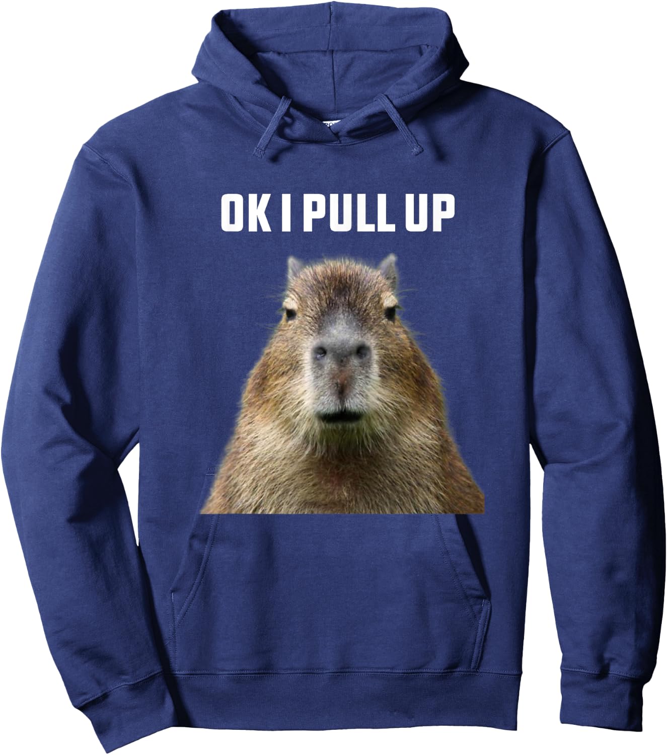 Ok I Pull Up Capybara , Black Hoodie - Hoodie | Navy