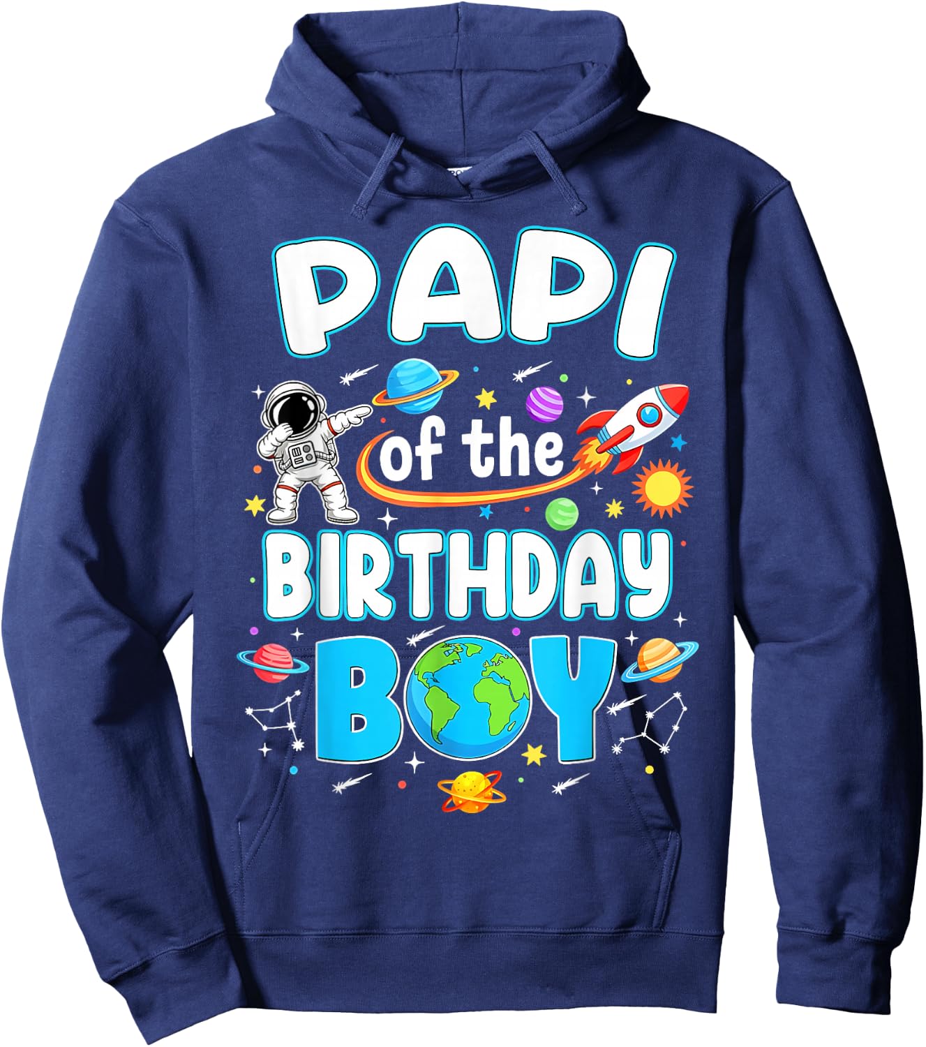 Papi of The Birthday Boy Astronaut Family Space Planets Hoodie - Hoodie | Navy