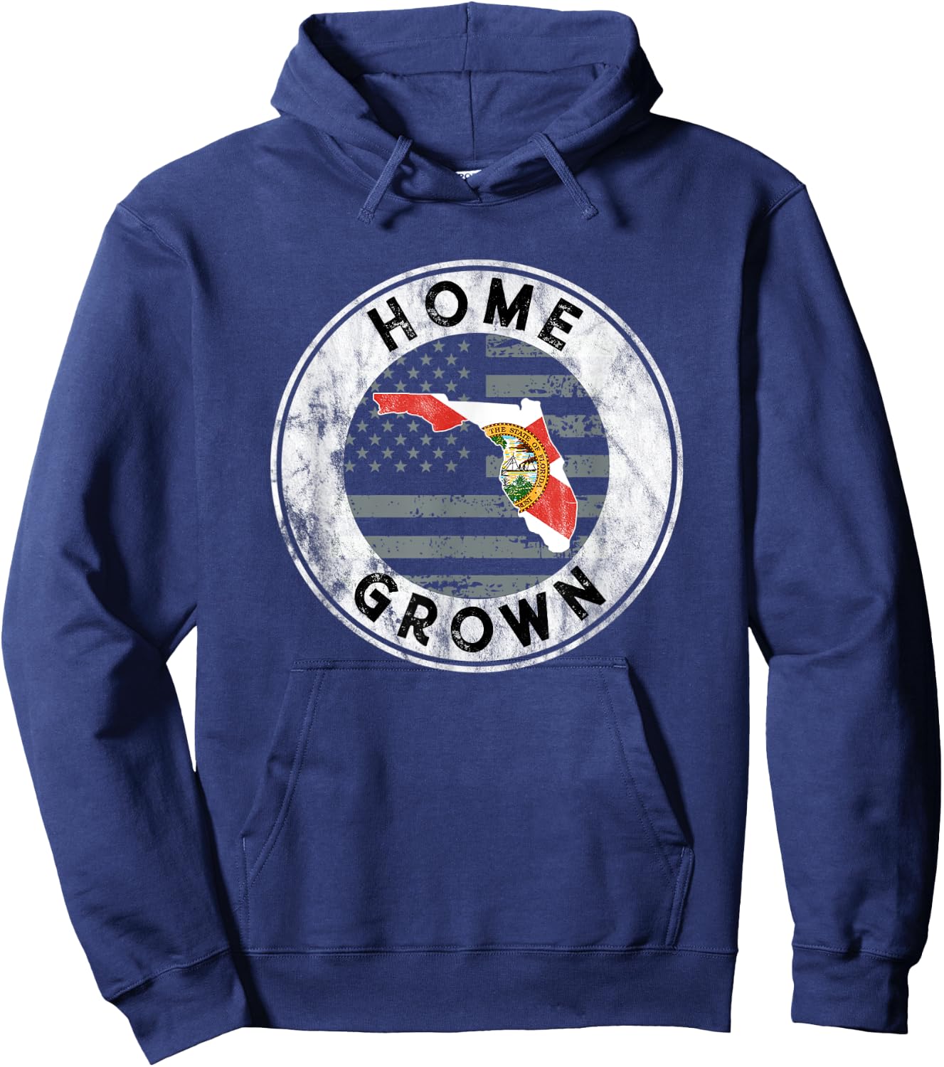 Florida Home Grown State Country American Flag Pride Love FL Women Men Hoodie - Hoodie | Navy