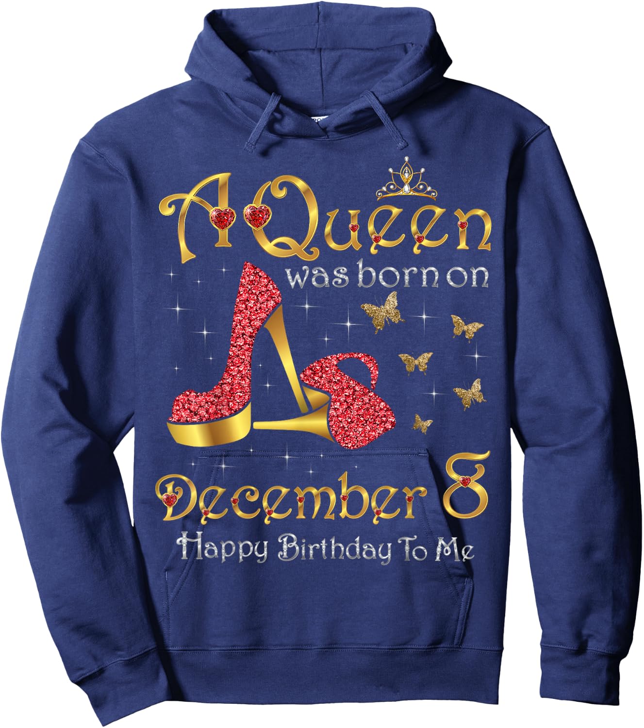 A Queen Was Born on December 8, 8th December Birthday Hoodie - Hoodie | Navy