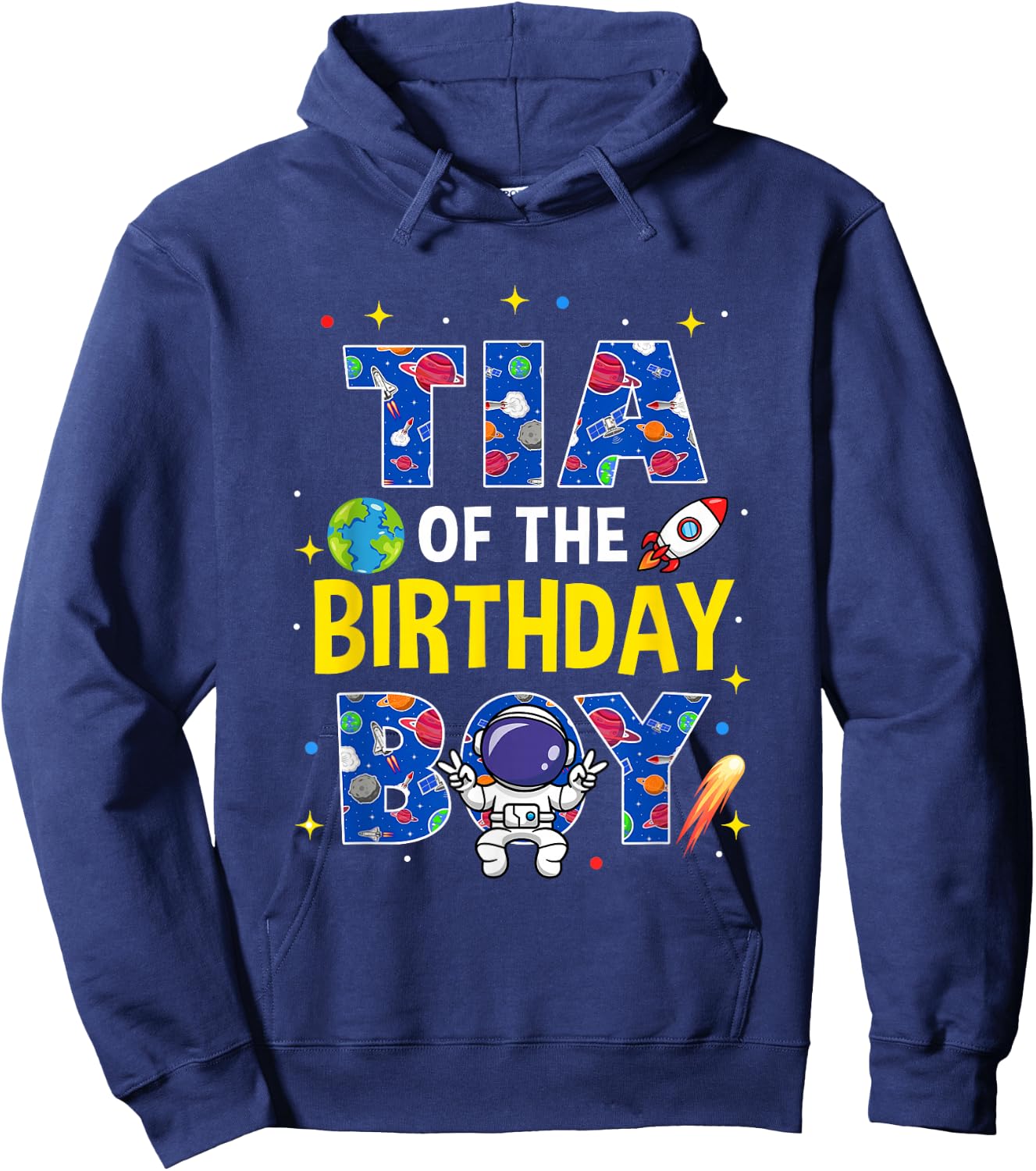 Tia of The Birthday Boy Space Astronaut Family Birthday Hoodie - Hoodie | Navy