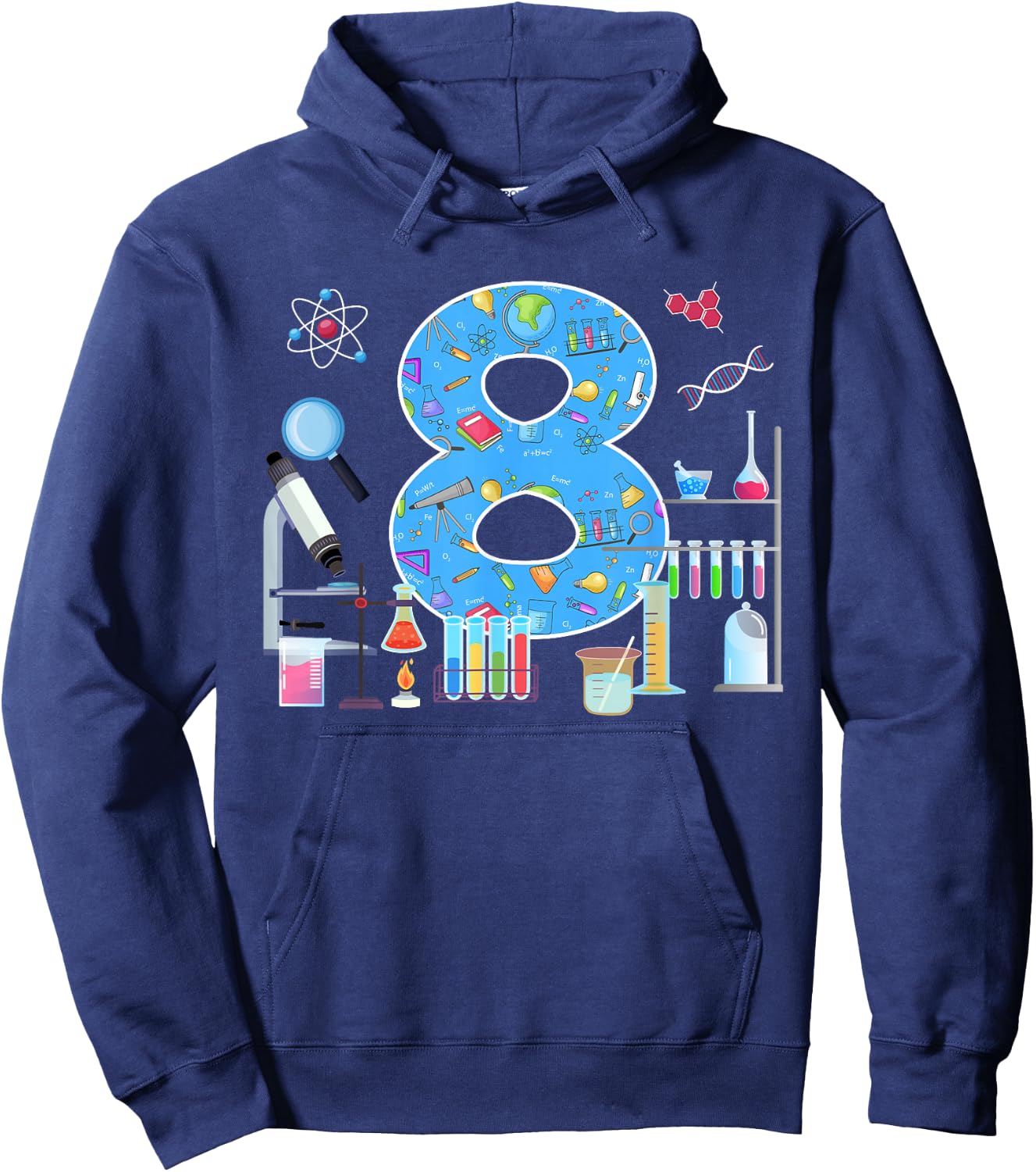 8th Birthday Science Theme 8 Year Old Birthday Scientist Hoodie - Hoodie | Navy