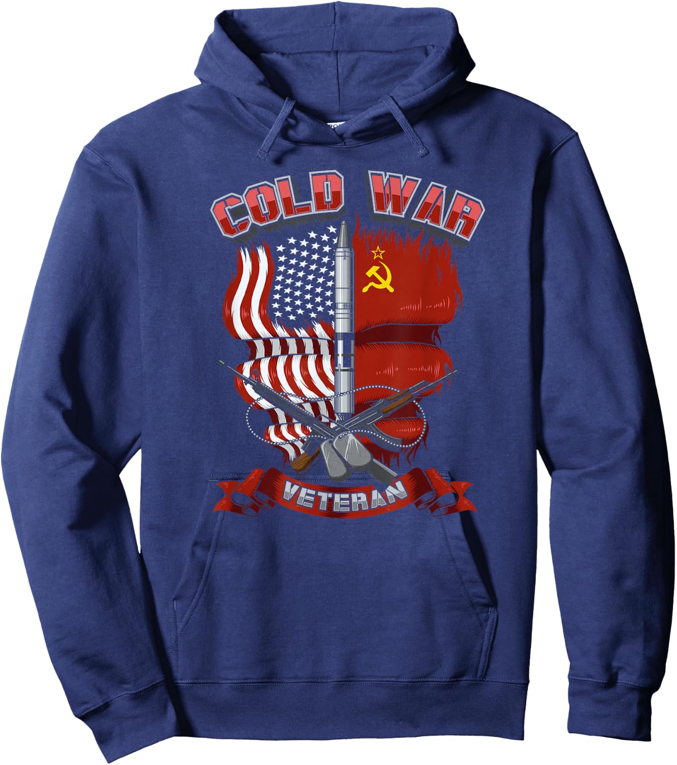 Cold War Veteran Flag Hoodie - Hoodie | Navy