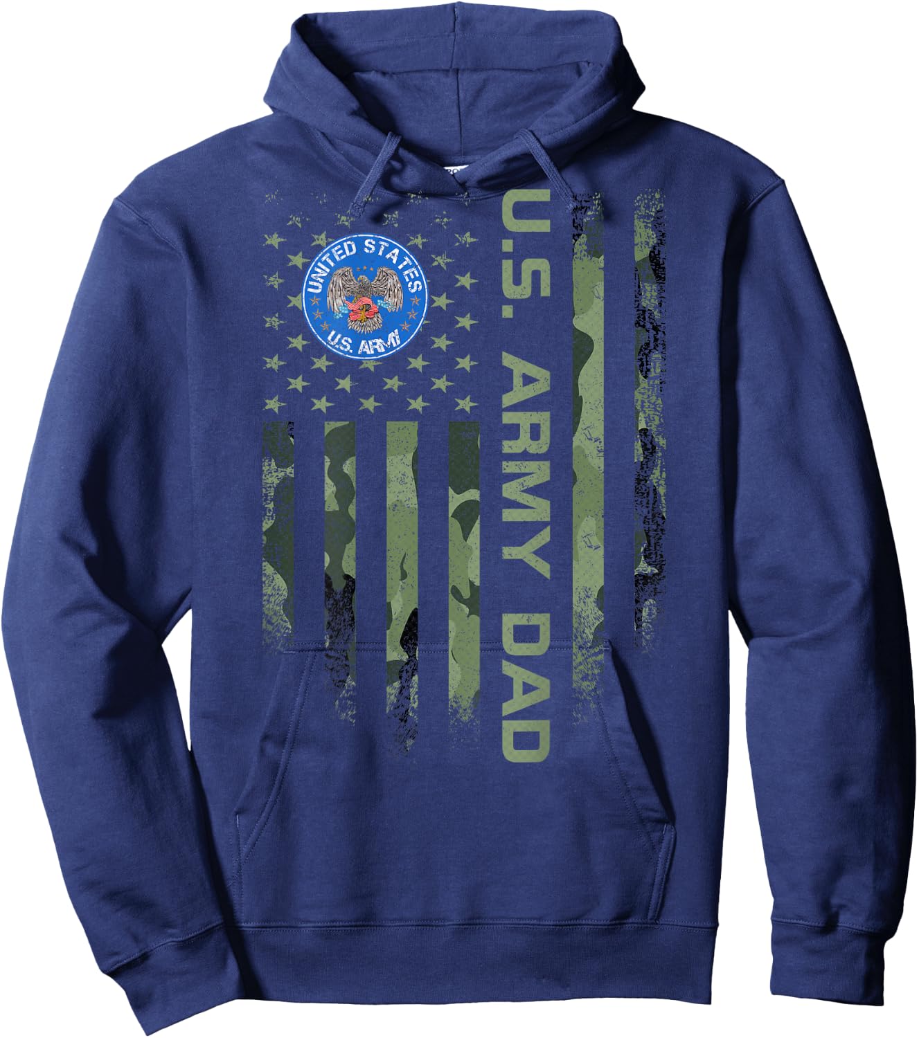 Vintage USA American Flag Proud US Army Veteran Dad Funny Hoodie - Hoodie | Navy