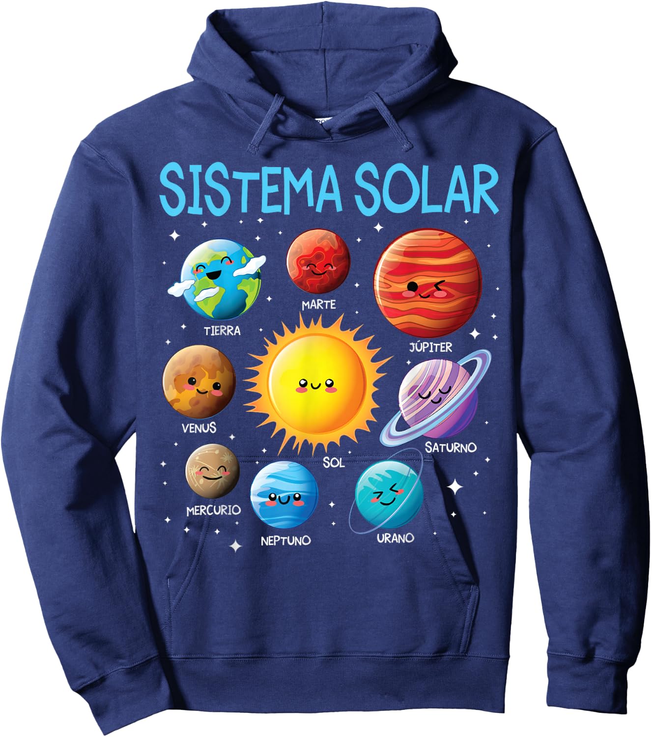 Spanish Solar System Cute Planet Space Español Sistema solar Hoodie - Hoodie | Navy