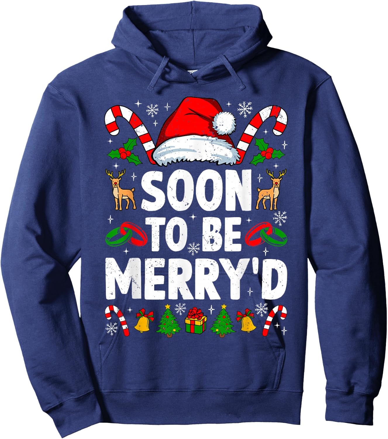 Soon to Be Merry'd Engaged Christmas Squad Couples Fiance Hoodie - Hoodie | Navy
