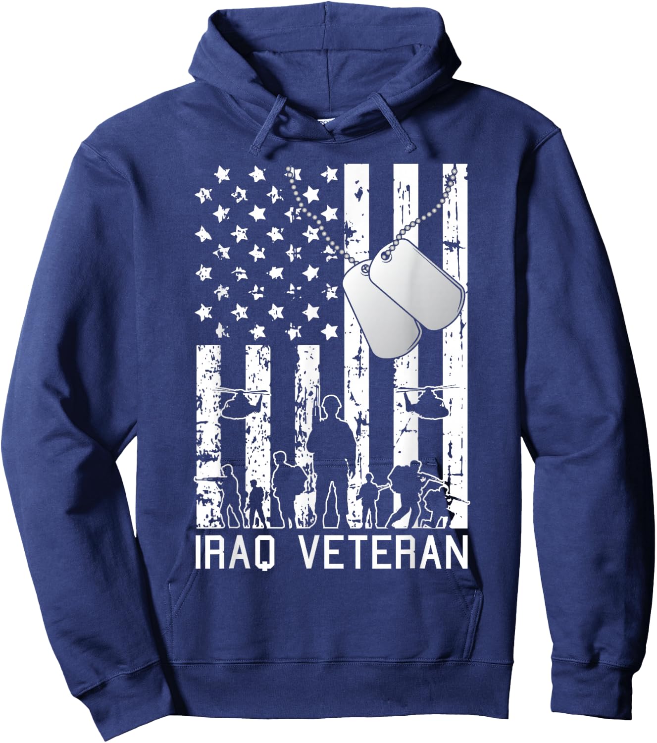 Iraq Veteran American Flag Dog Tag Military Army Soldier Hoodie - Hoodie | Navy