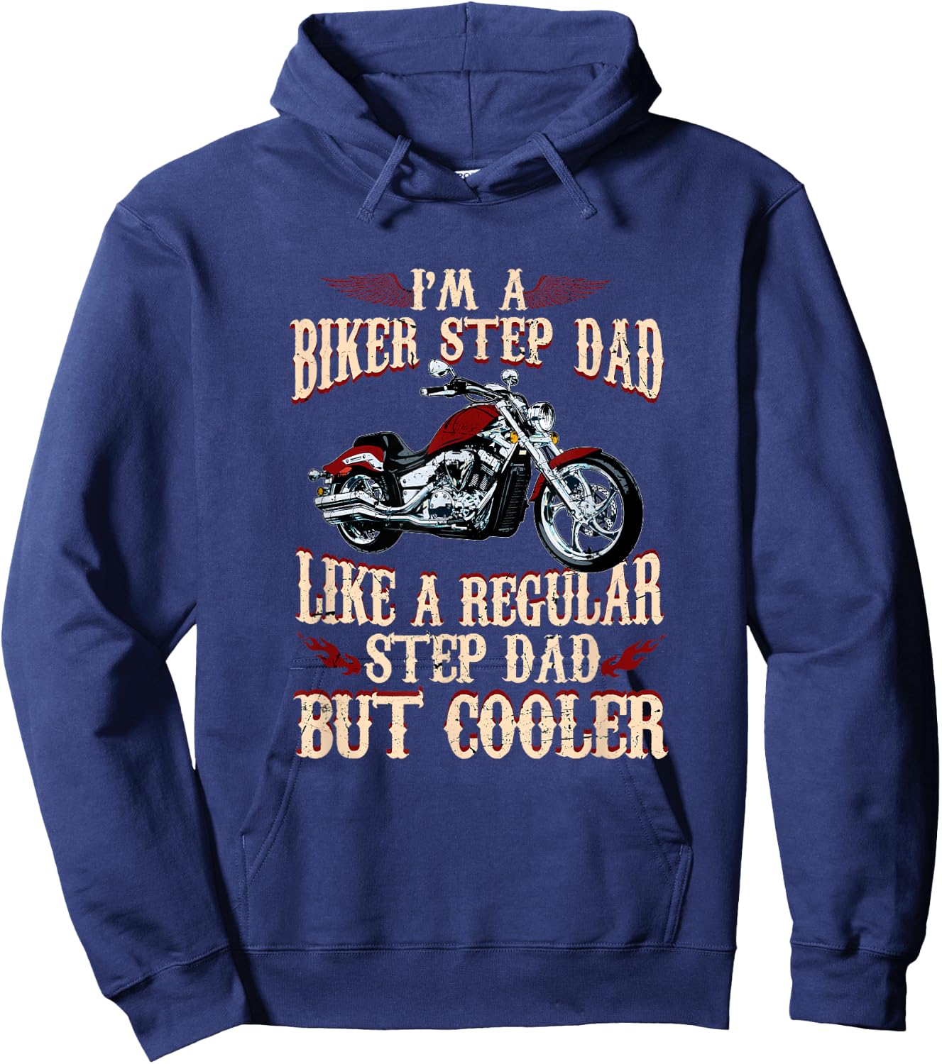 Step Dad Biker Design For Cool Motorcycle Step Dads Hoodie - Hoodie | Navy