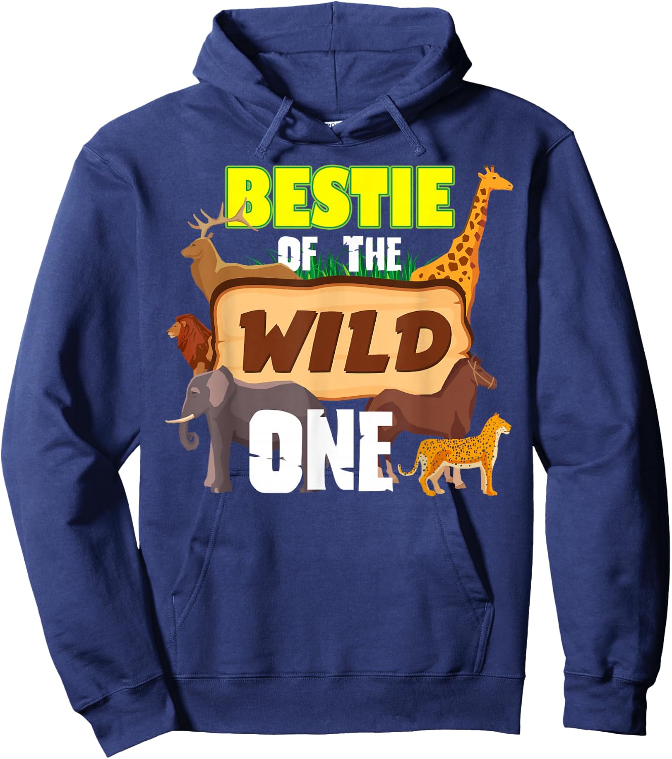 Bestie Of The Wild One Zoo Keeper Safari Animal Birthday Hoodie - Hoodie | Navy