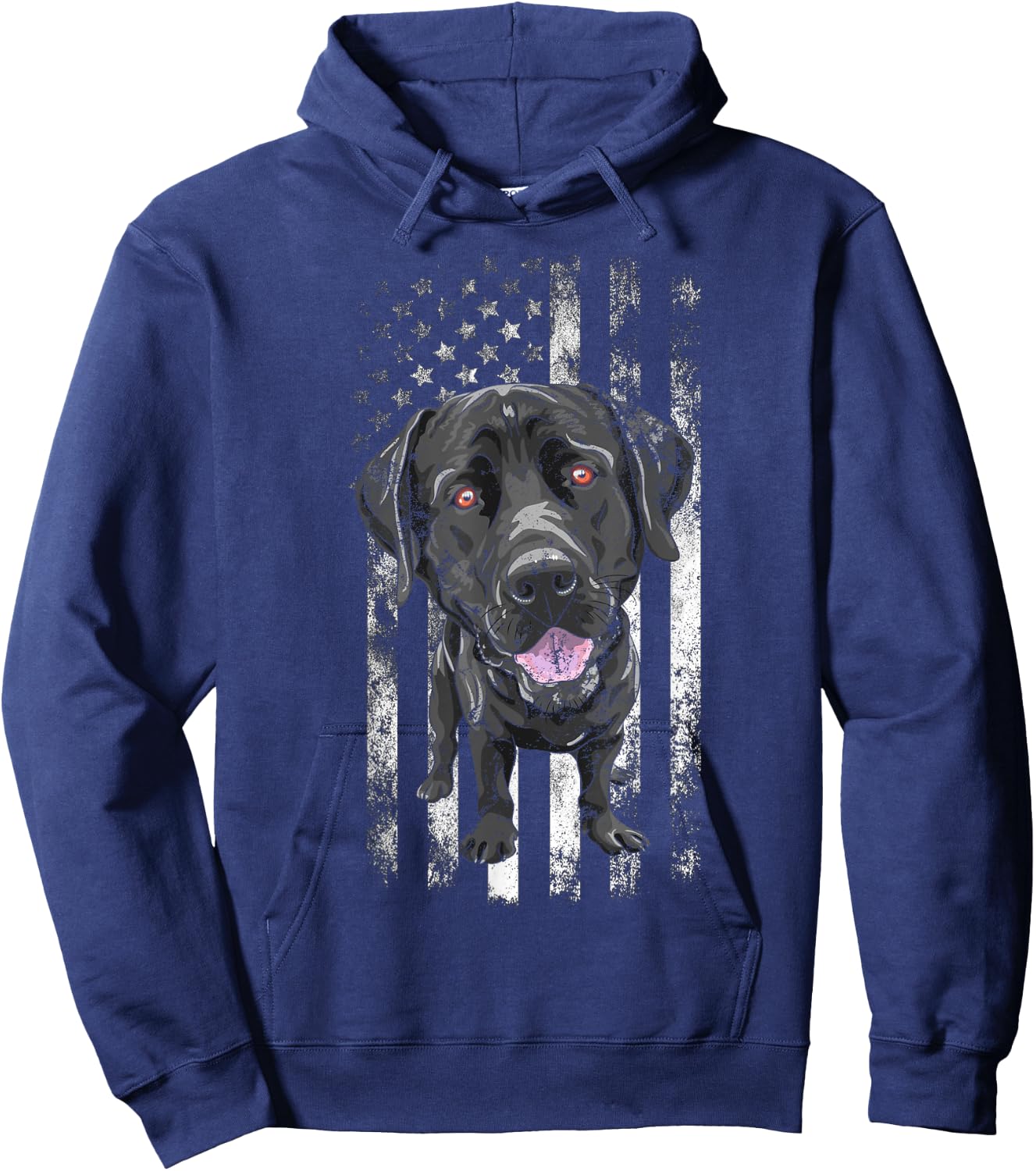 Black Labrador American Flag Patriotic Dog Dad Mom Black Lab Kids Men Hoodie - Hoodie | Navy