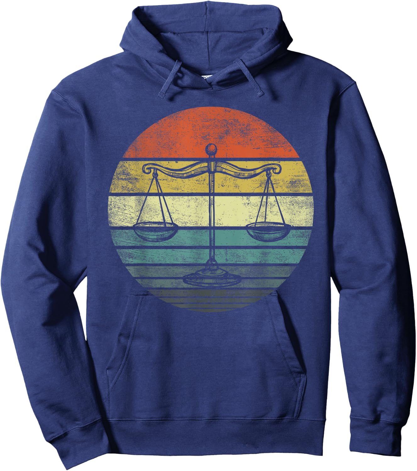 Lawyer Gift Retro Sunset Scale of Justice Student Law School Hoodie - Hoodie | Navy