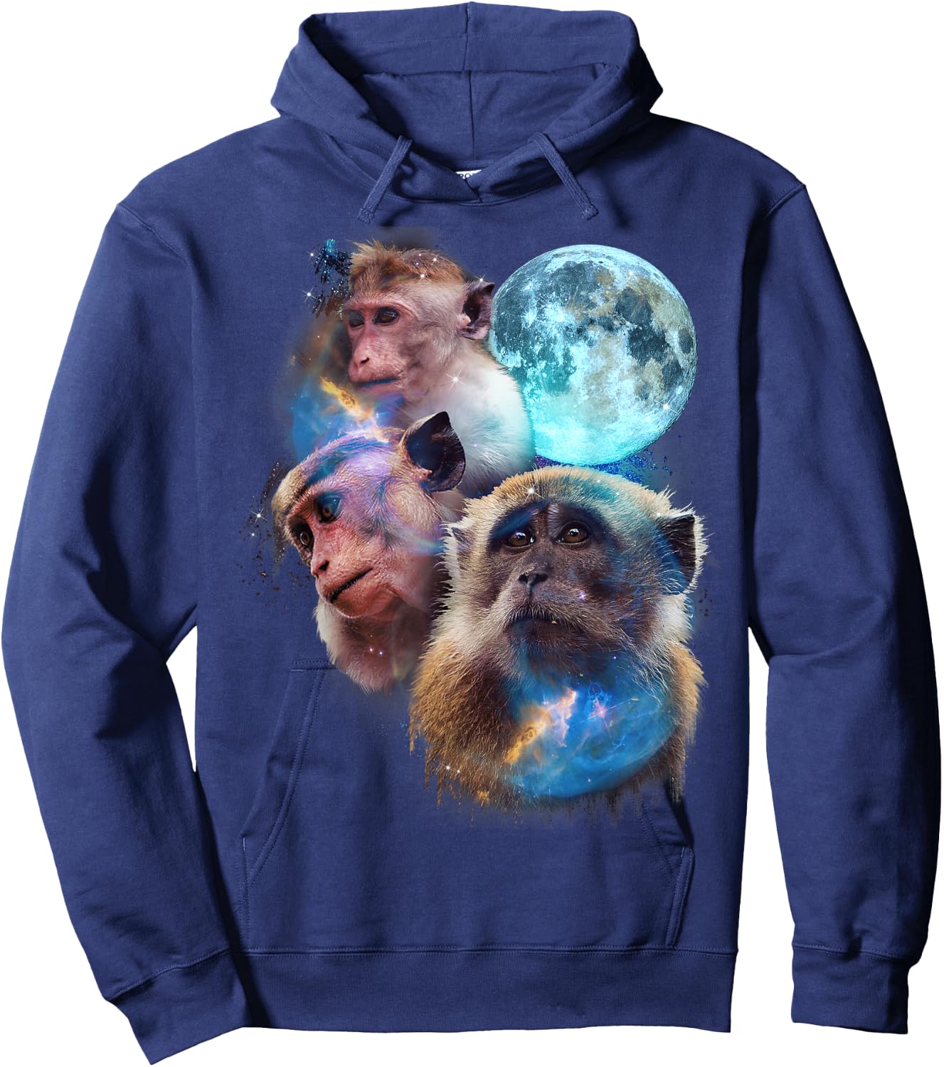 3 Moon Monkey Art Funny Ape Primate Animal Lovers Graphic Hoodie - Hoodie | Navy