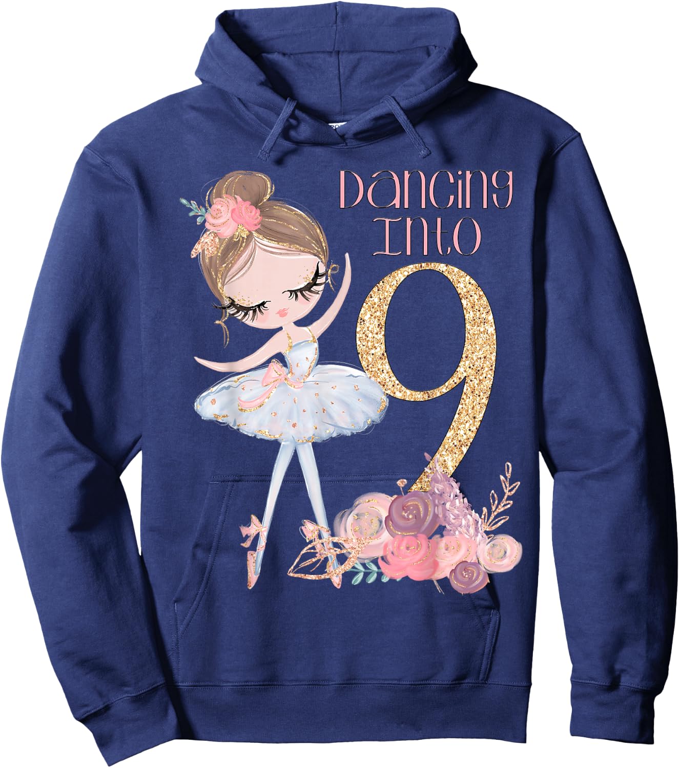 9th Birthday Ballerina Party Ballet Dancer Outfit Girls Nine Hoodie - Hoodie | Navy