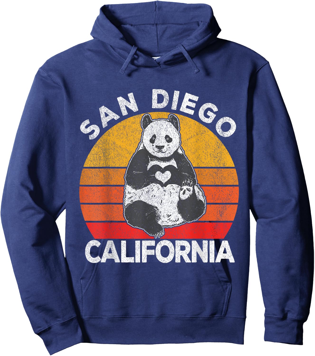 San Diego California Retro Panda Zoo Vintage Hoodie - Hoodie | Navy