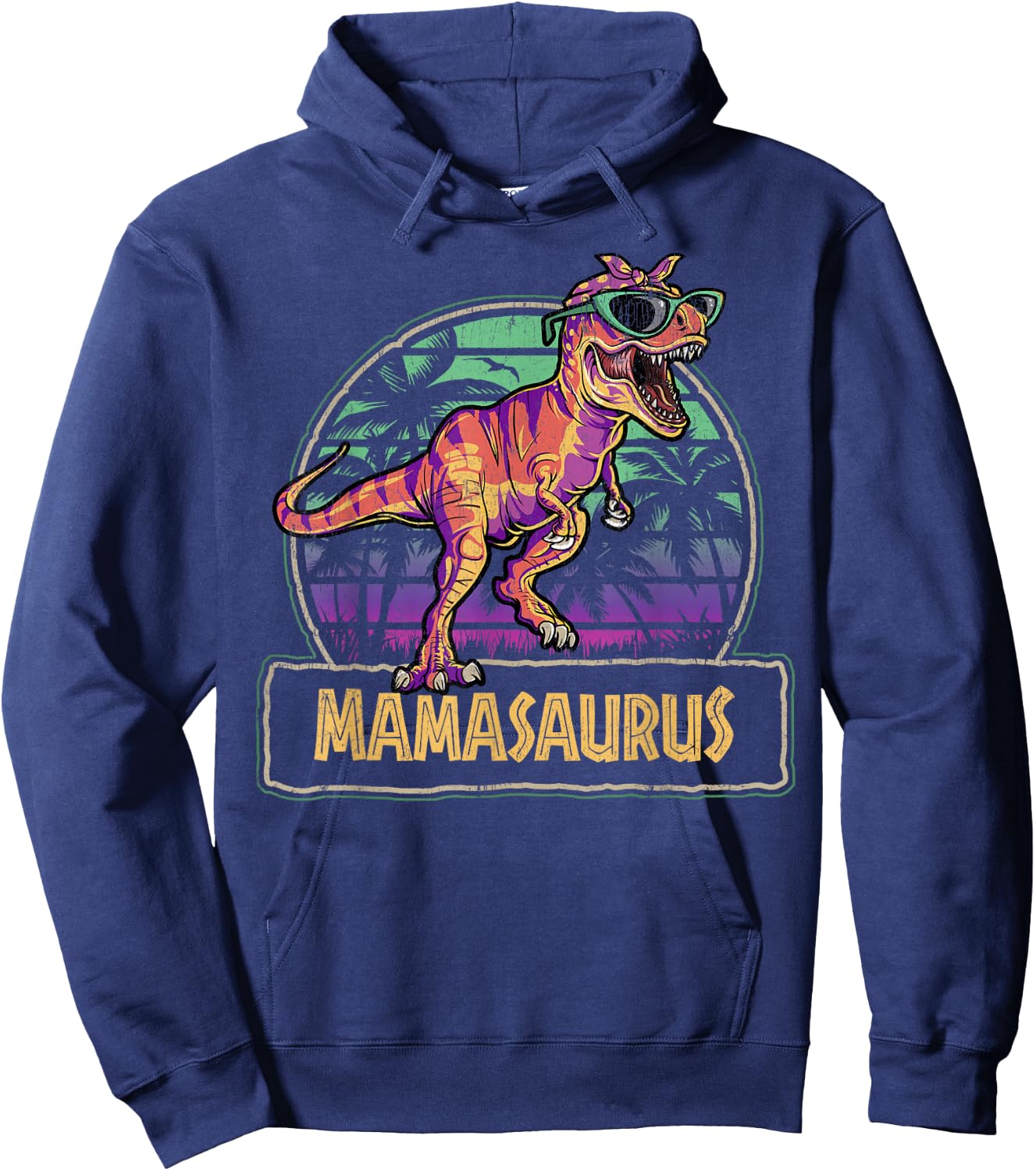 Mamasaurus T Rex Dinosaur Mama Saurus Family Matching Women Hoodie - Hoodie | Navy