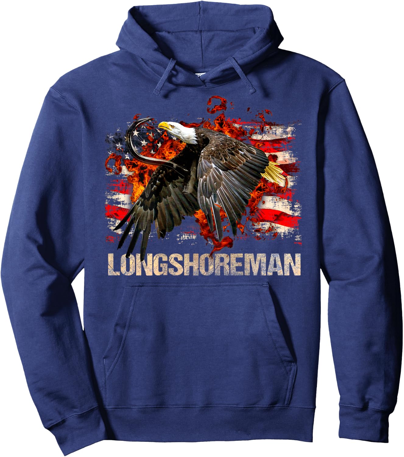 Longshoreman Gifts Patriotic Design On Back Of Clothing Hoodie - Hoodie | Navy
