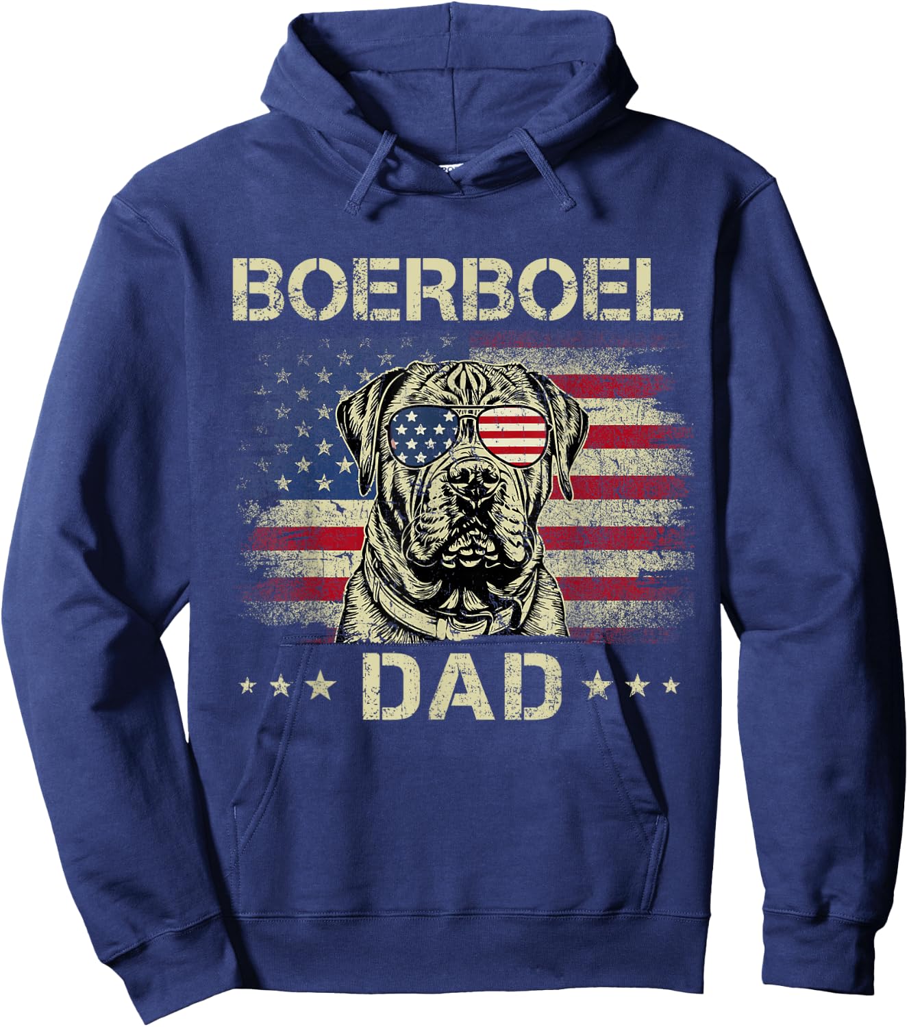 Boerboel Dad Dog Vintage American Flag 4th Of July Women Kids Hoodie - Hoodie | Navy