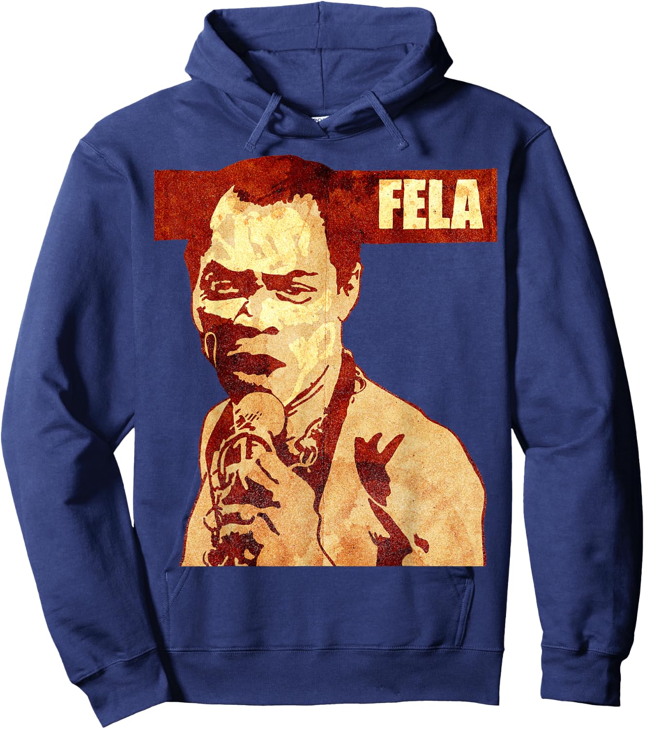 WellRed -Adults Fela Kuti Graphic Black Small Classic Fit Short Sleeve Hoodie - Hoodie | Navy