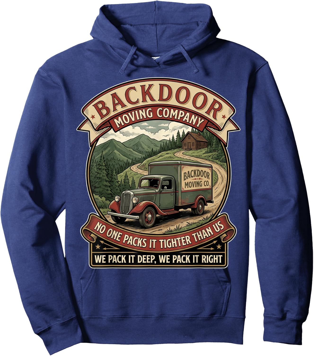 Funny Vintage Moving Company Inappropriate Adult Humor Gag Hoodie - Hoodie | Navy