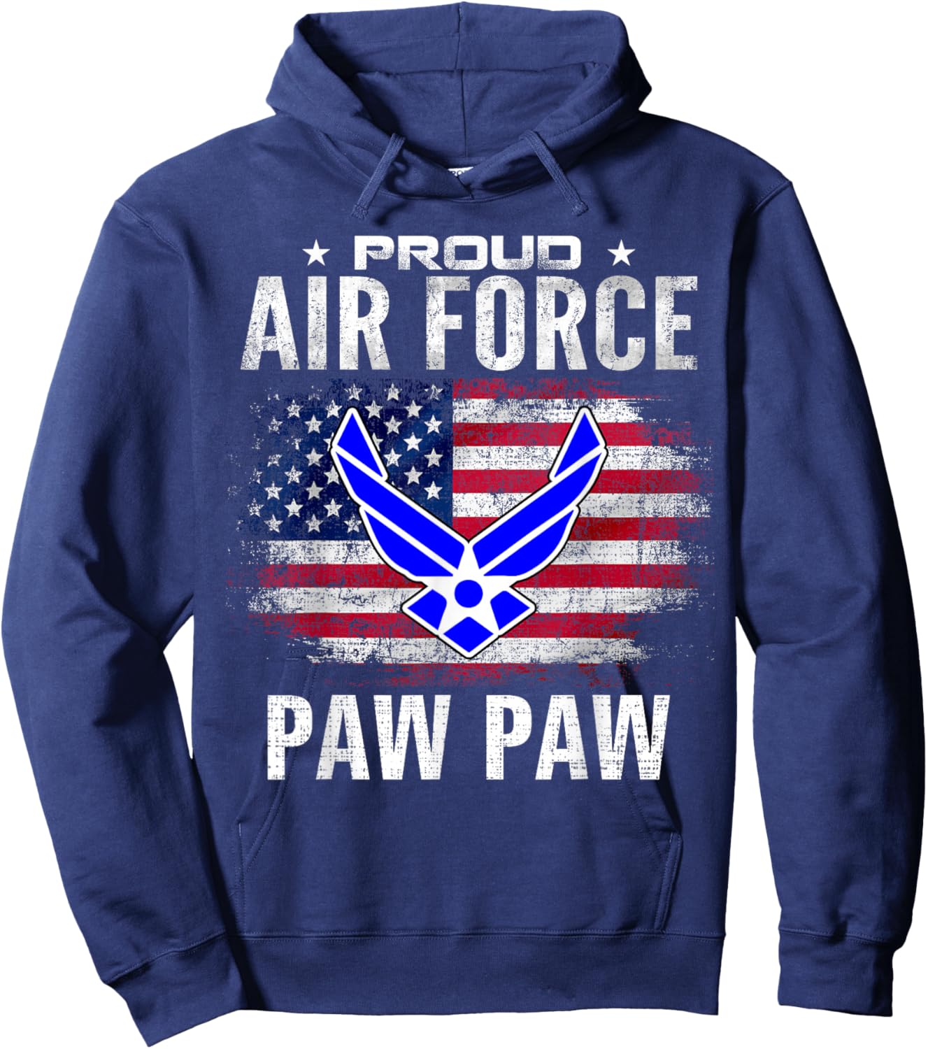 Proud Air Force Paw Paw With American Flag For Veteran Hoodie - Hoodie | Navy