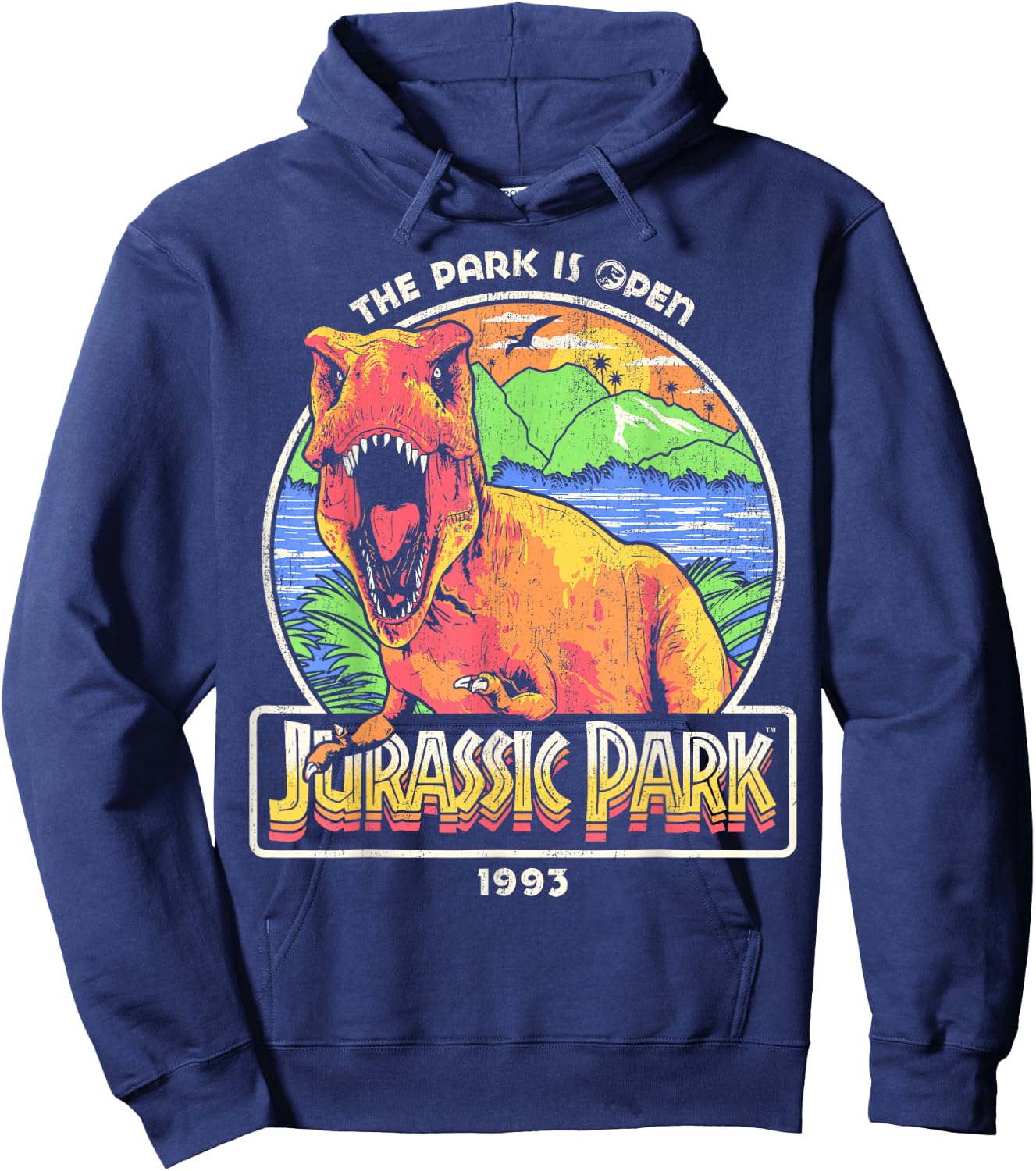 Jurassic Park 1993 The Park Is Open Jurassic Park Logo Hoodie - Hoodie | Navy