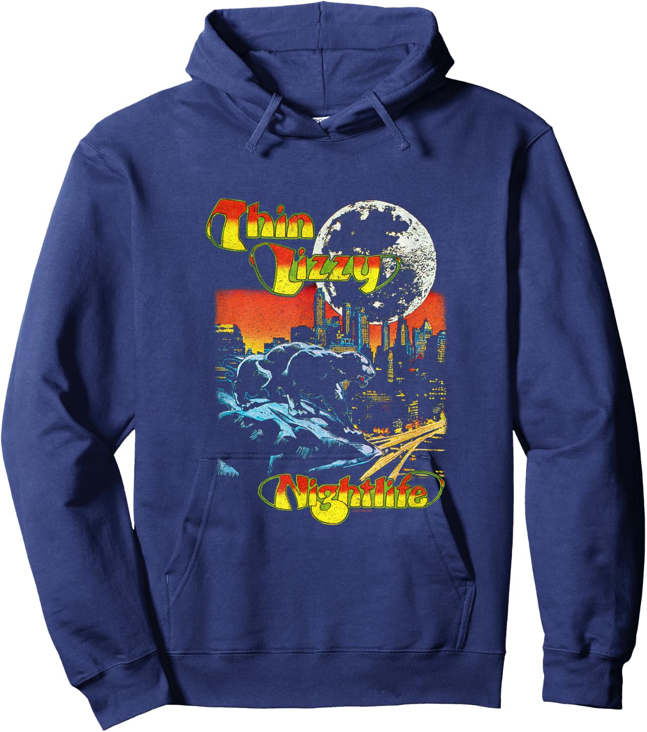 Thin Lizzy - Night Life Extended Hoodie - Hoodie | Navy