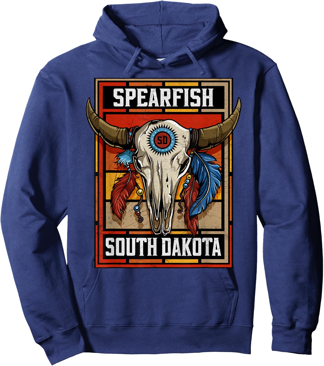 Spearfish South Dakota Native American Bison Skull Hoodie - Hoodie | Navy