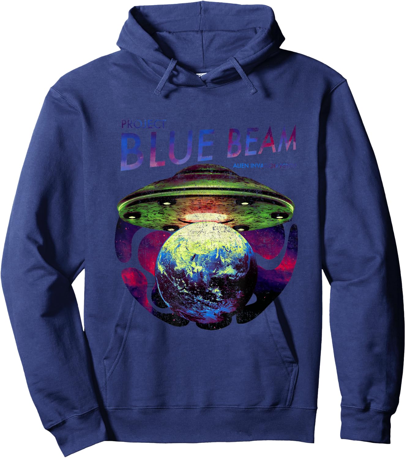 UFO Alien Invasion Project Blue Beam Alien Invasion Psyop Hoodie - Hoodie | Navy
