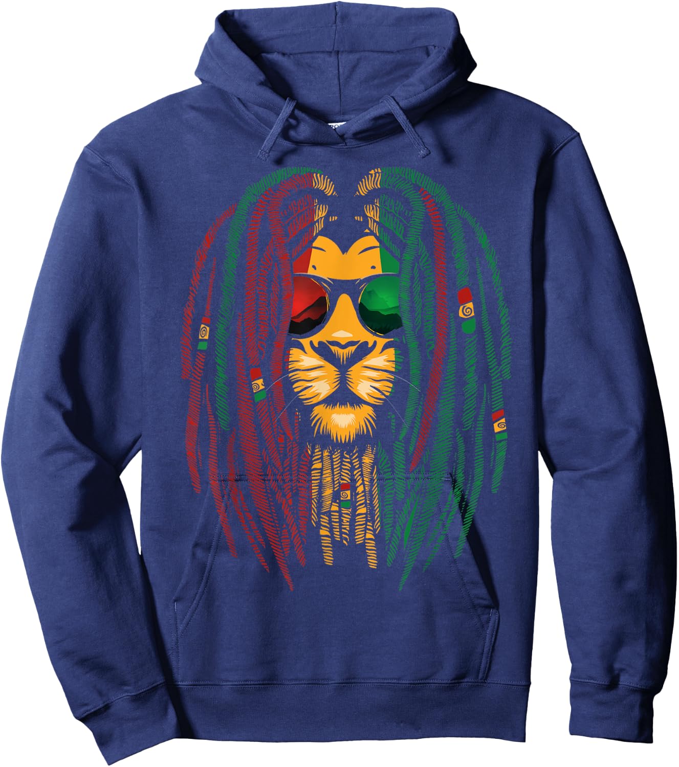 Lion Dreadlocks Reggae Wild Cat Rasta Africa Rastafarian Hoodie - Hoodie | Navy