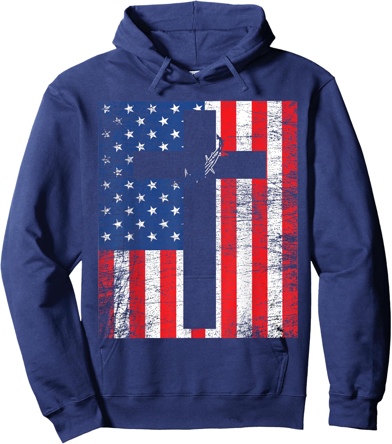 American Flag Jesus Stripes Patriotic Christian Women Men Hoodie - Hoodie | Navy