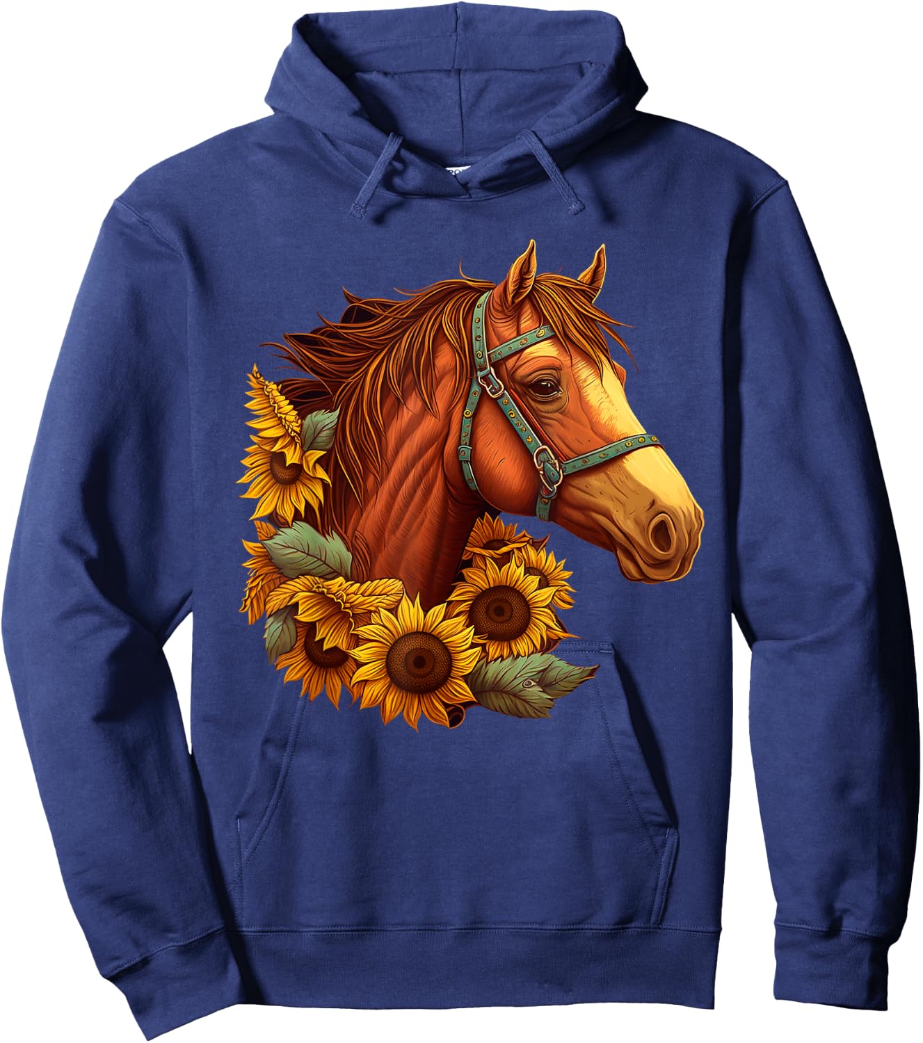 Cute Horse With Sunflowers Lover Girls Kids Hoodie - Hoodie | Navy