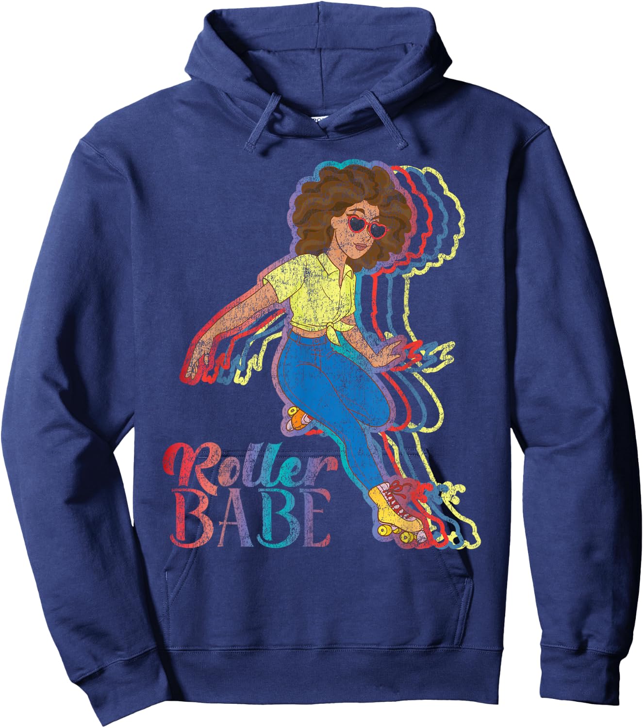Cool Roller Skating Skate Girl 1970S Retro Hoodie - Hoodie | Navy