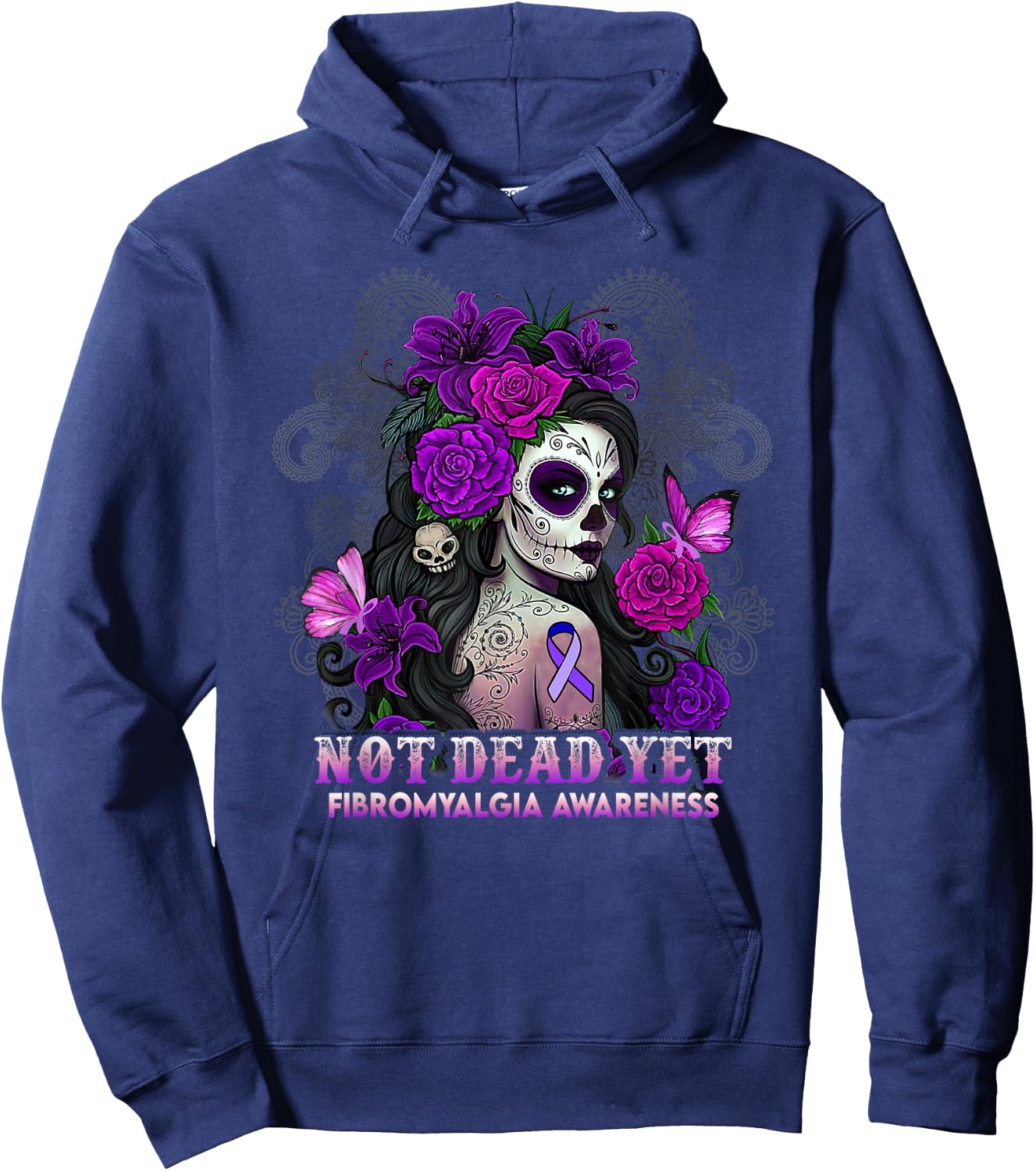 Not Dead Yet Fibromyalgia Awareness Survivor Women Girl Hoodie - Hoodie | Navy