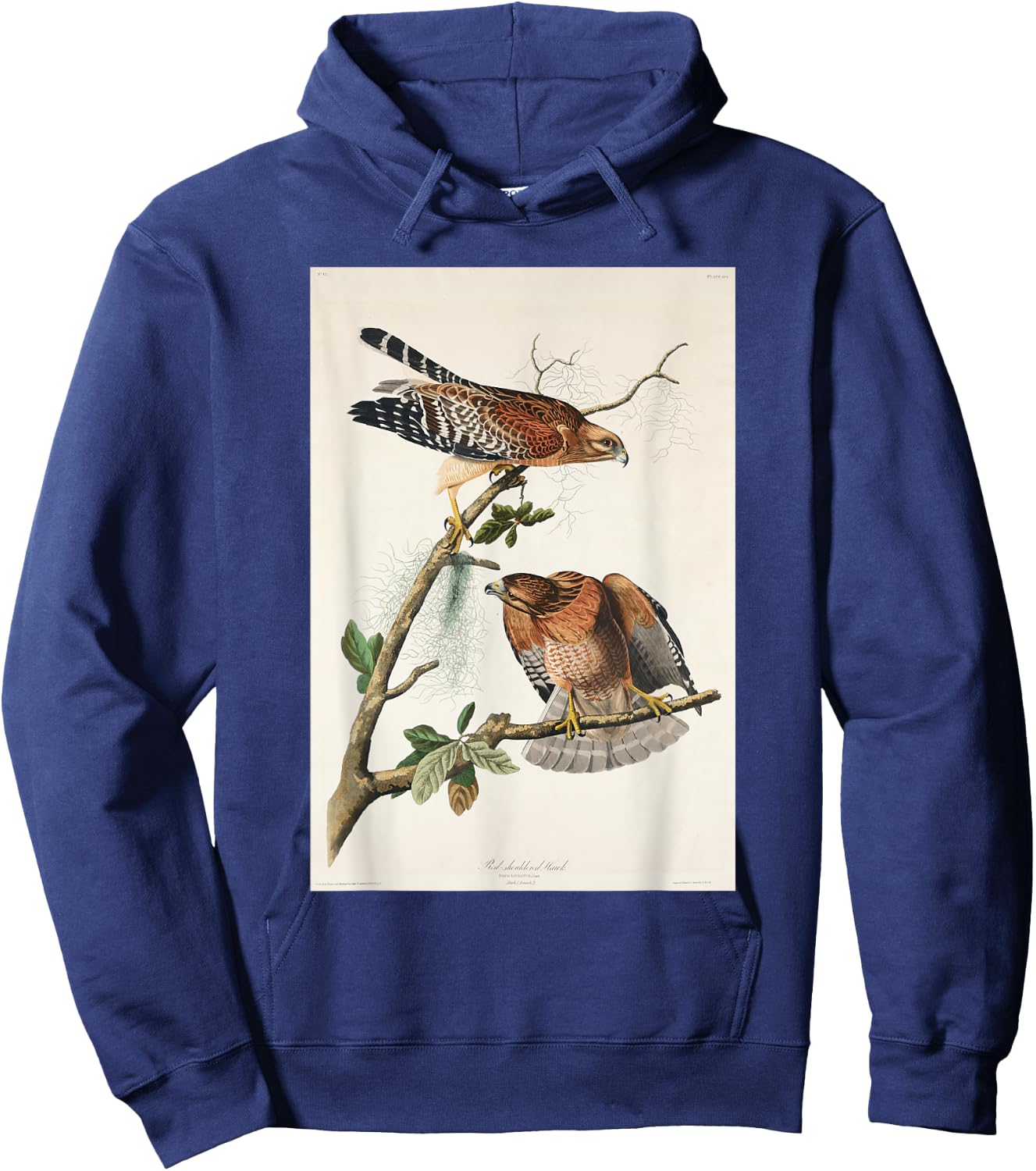 Vintage Red-Shouldered Hawks Birds Illustration Men & Women Hoodie - Hoodie | Navy