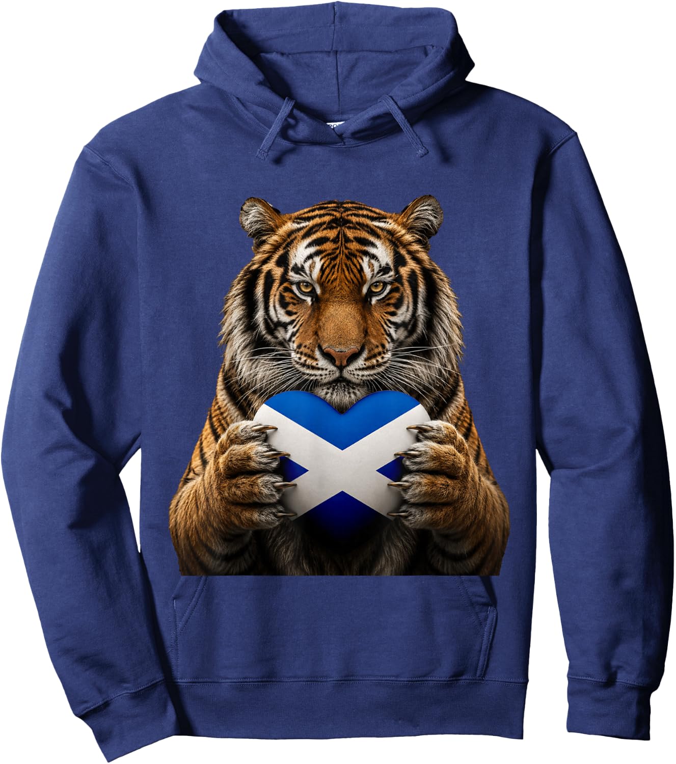 Scotland Flag Heart Pride Country Heritage Tiger Scottish Hoodie - Hoodie | Navy