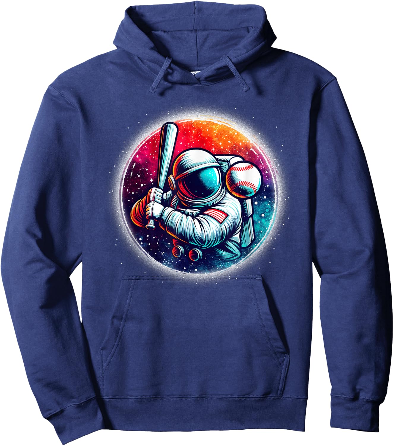 Astronaut Playing Baseball in Space Boys Girls Kids Hoodie - Hoodie | Navy
