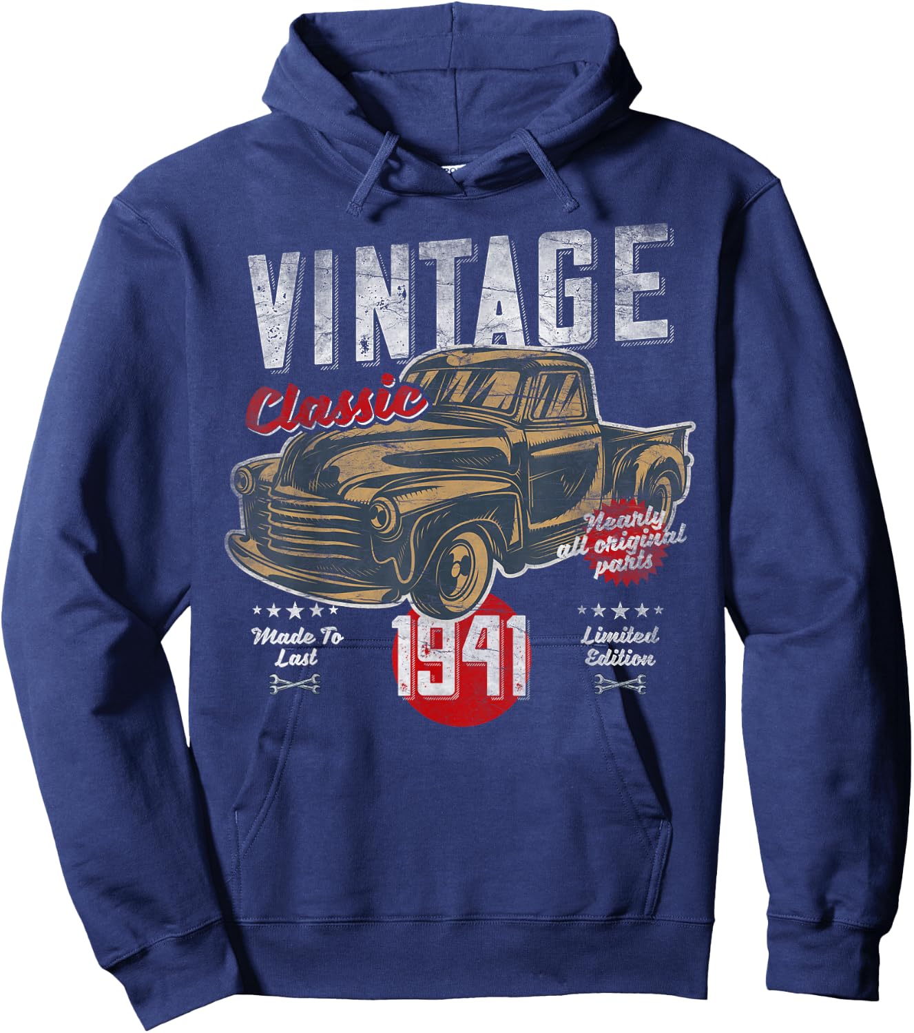 Vintage, Born 1941, Birthday, Classic Retro Pick-Up Hoodie - Hoodie | Navy
