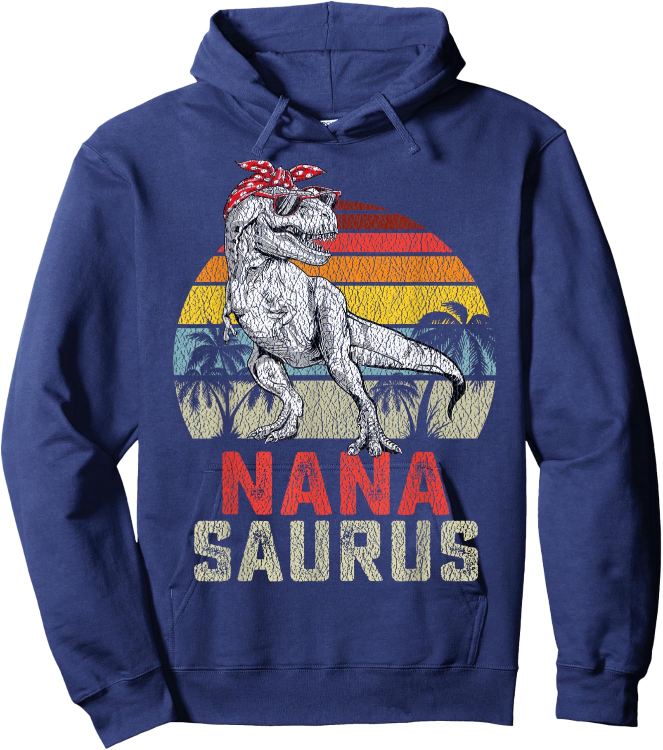 Nanasaurus T Rex Dinosaur Nana Saurus Family Matching Hoodie - Hoodie | Navy