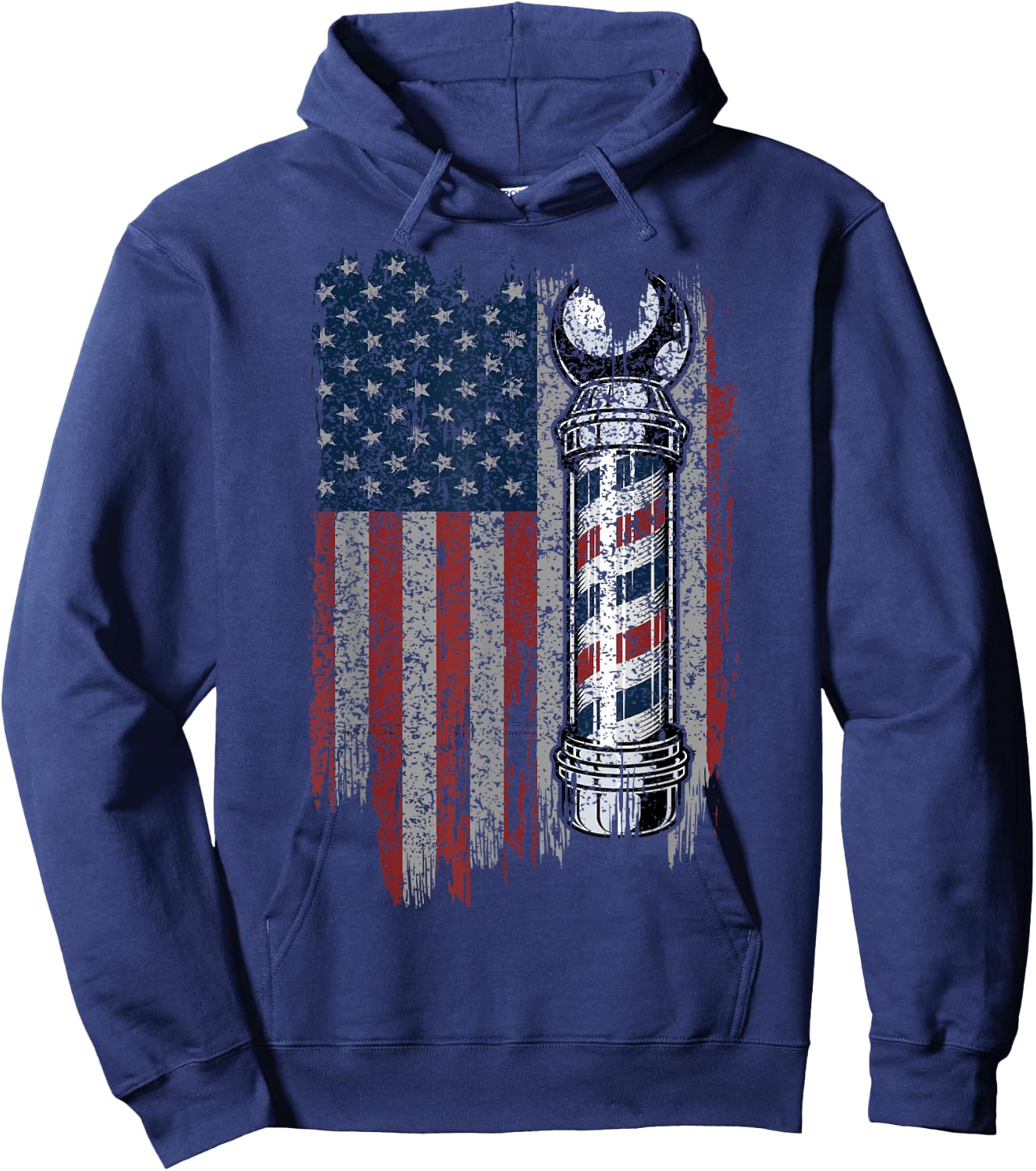 American Flag Barber - Barbershop Gift Patriotic Barber Men Hoodie - Hoodie | Navy