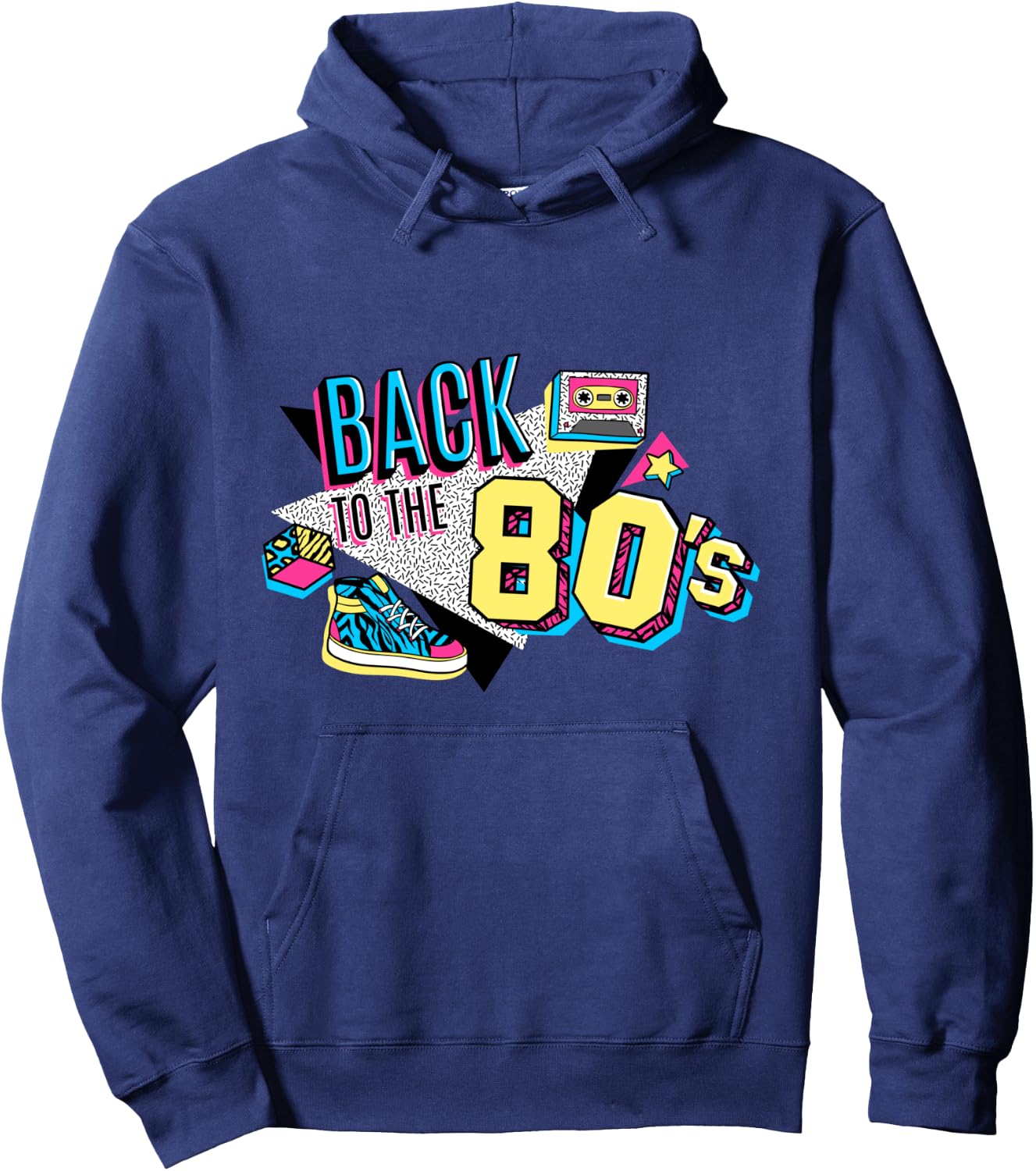 Men's Women's Kids Vintage Retro Back To 80's Outfit Graphic Hoodie - Hoodie | Navy