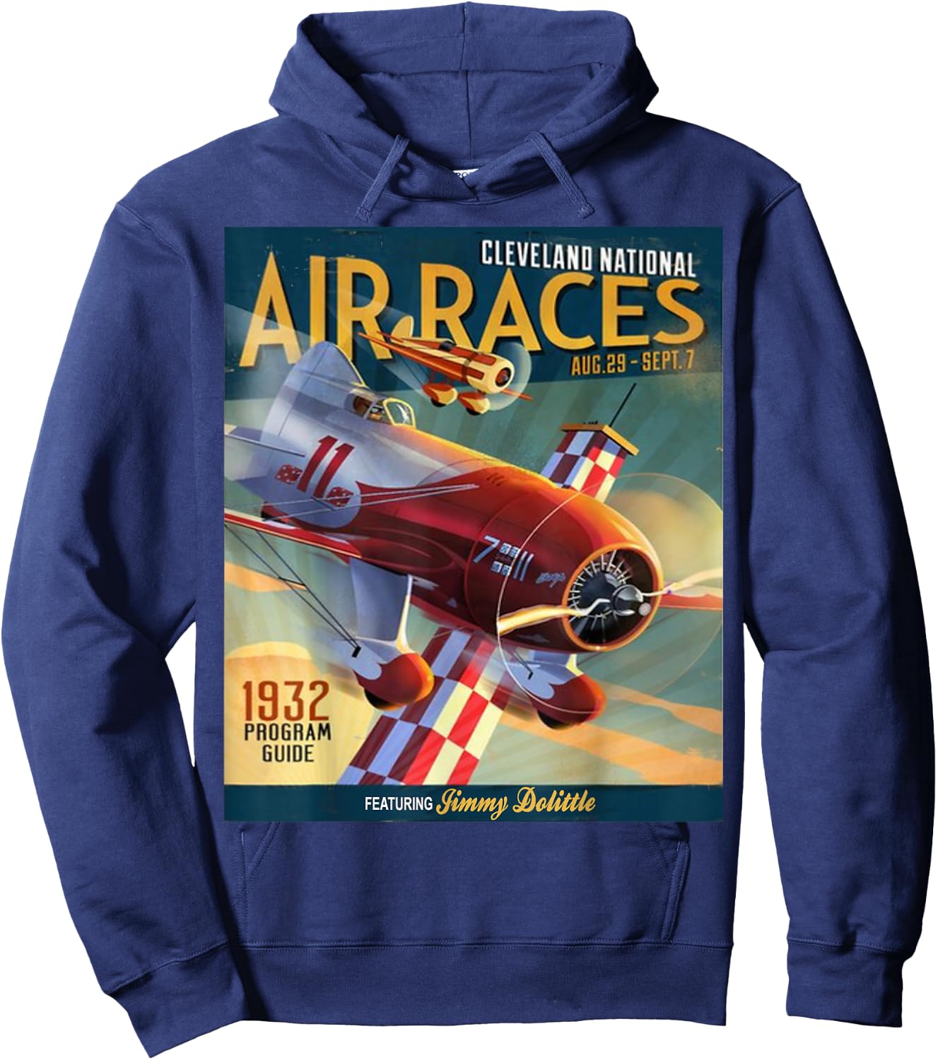 National Air Races Retro Cleveland Air Show Airplane Hoodie - Hoodie | Navy
