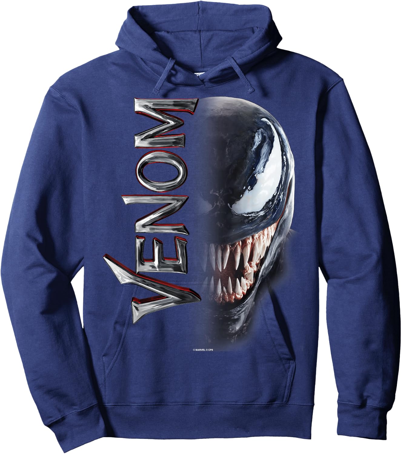 Marvel Venom Split Down The Middle Grin Hoodie - Hoodie | Navy