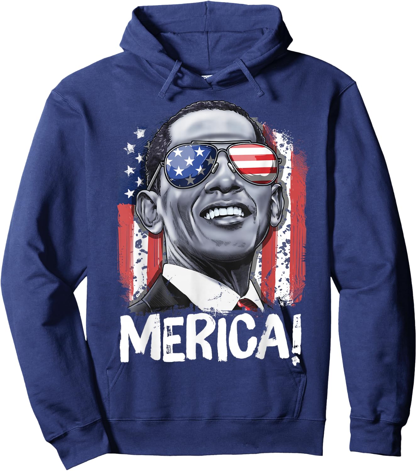 Barack Obama 4th of July Merica Men Women USA American Flag Hoodie - Hoodie | Navy