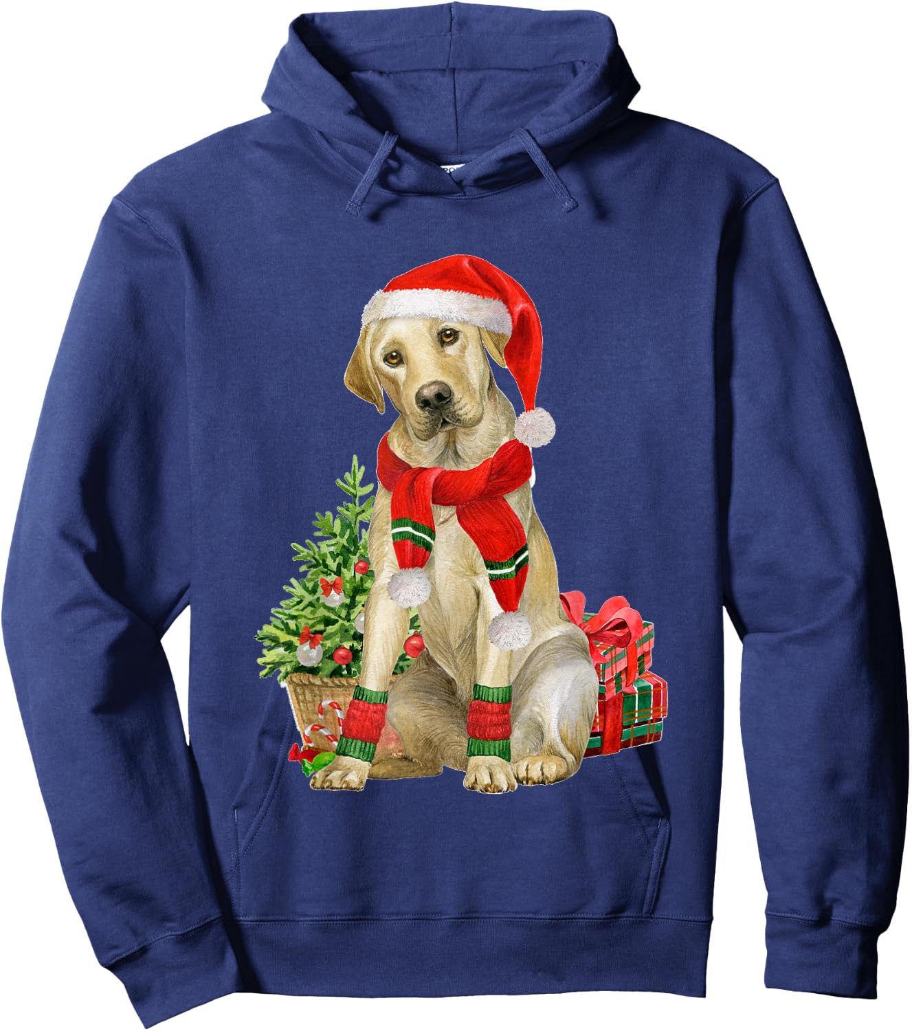 Yellow Lab Labrador Christmas Tree Dog Lover Xmas Pajama Hoodie - Hoodie | Navy
