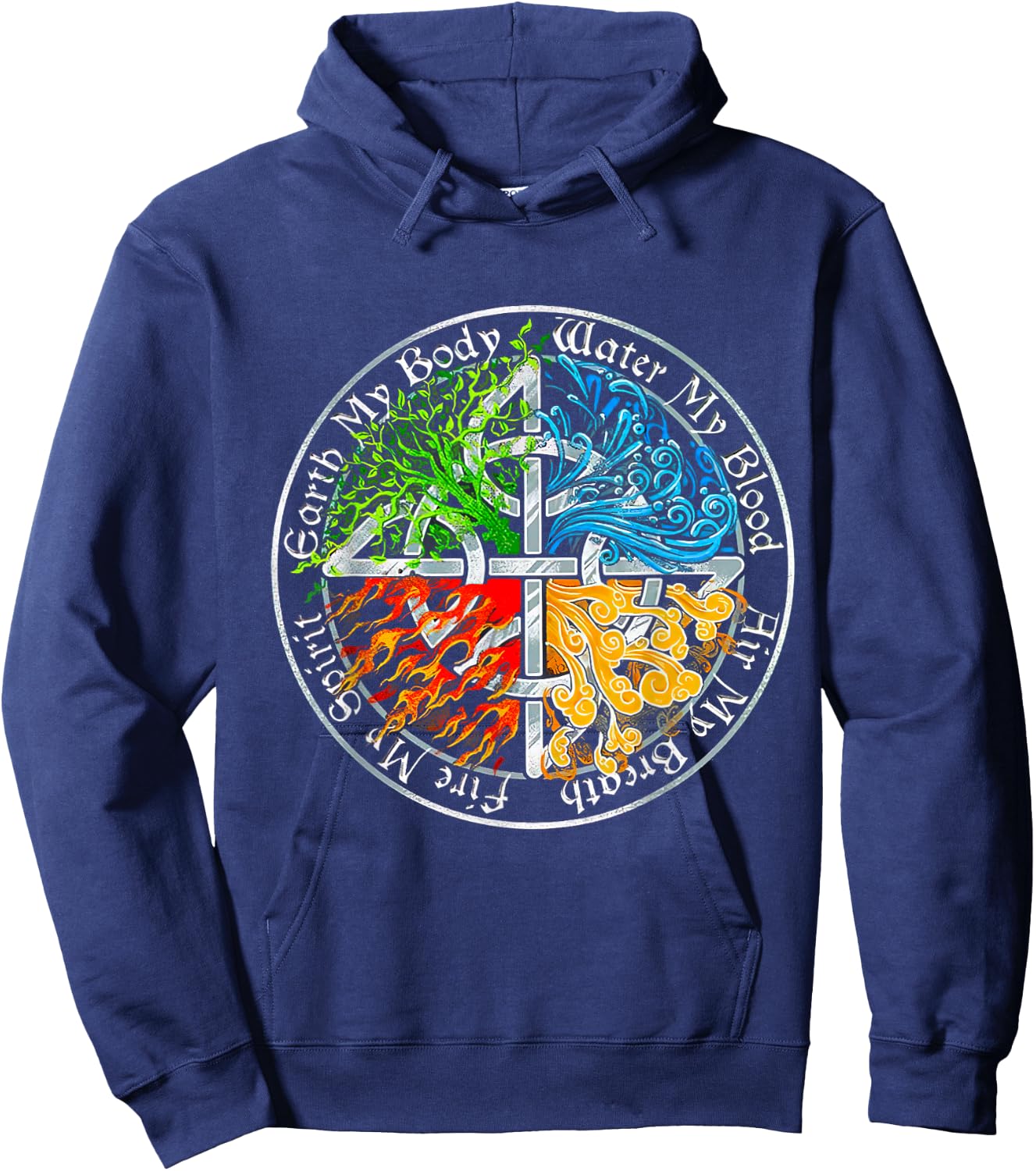 Viking Tree, Earth My Body Water My Blood, Air My Breath Hoodie - Hoodie | Navy