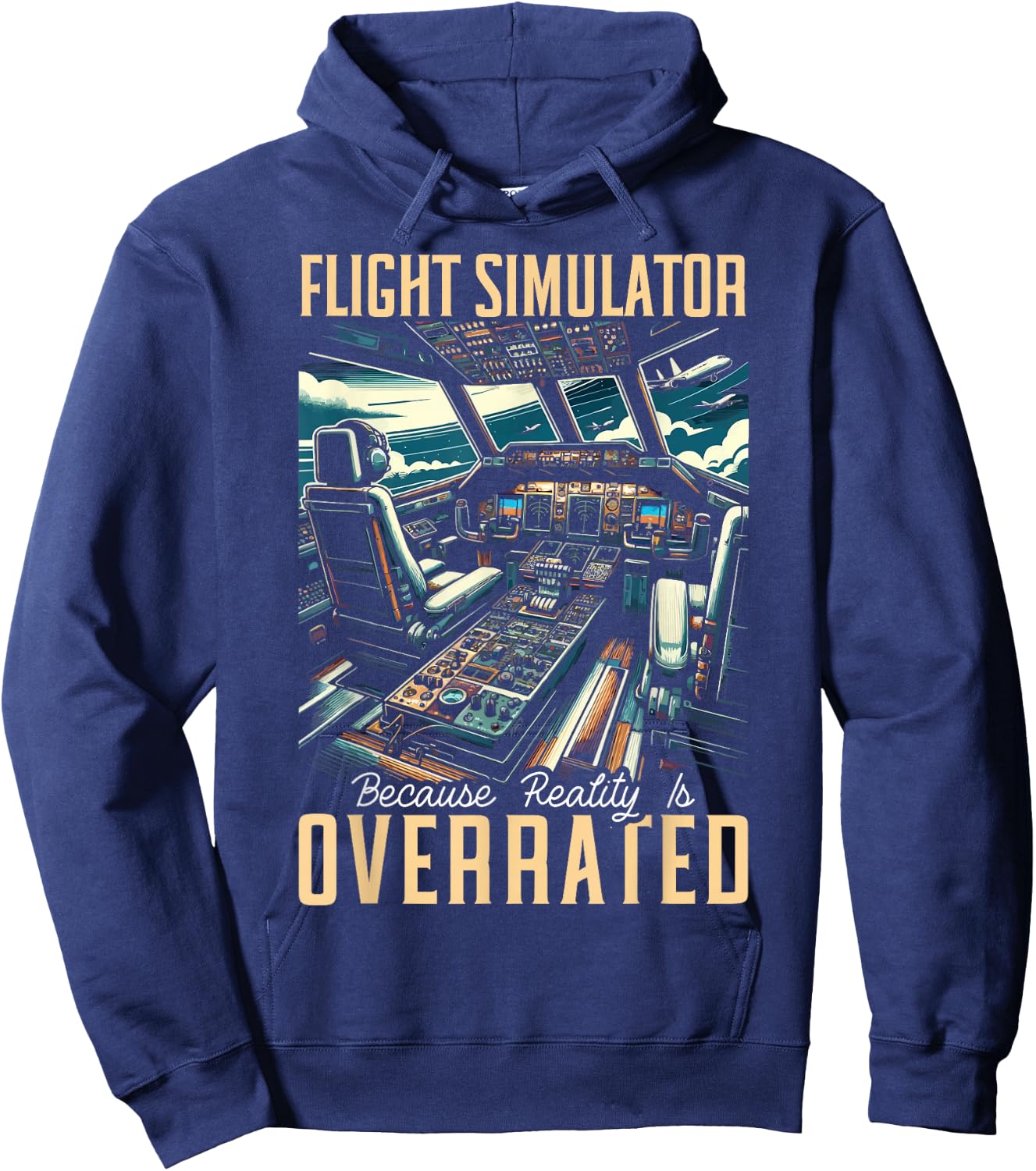 Flight Simulator Aviation Console Pilot Flight Simulation Hoodie - Hoodie | Navy