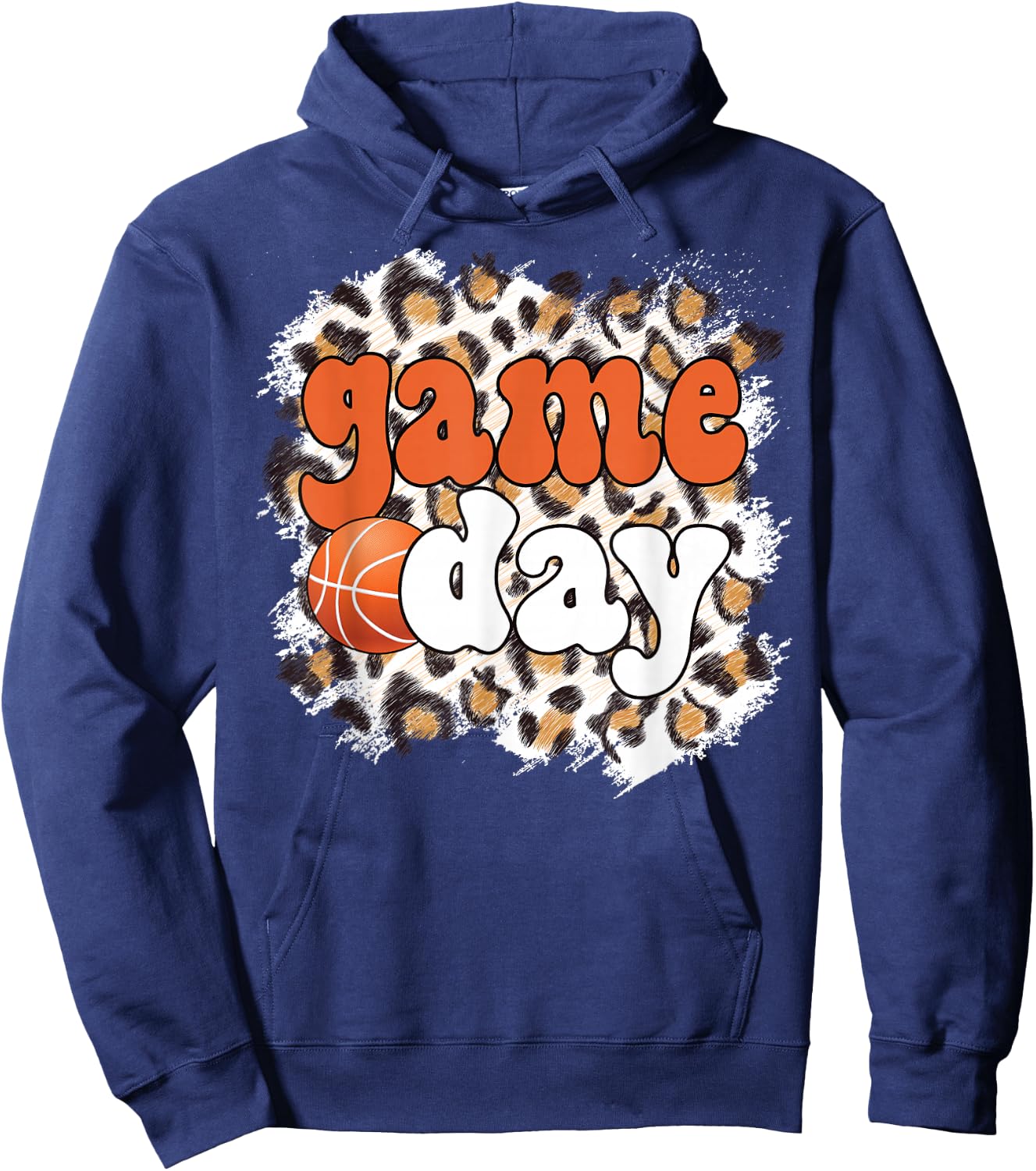 Game Day Leopard Basketball Game Day Hoodie - Hoodie | Navy