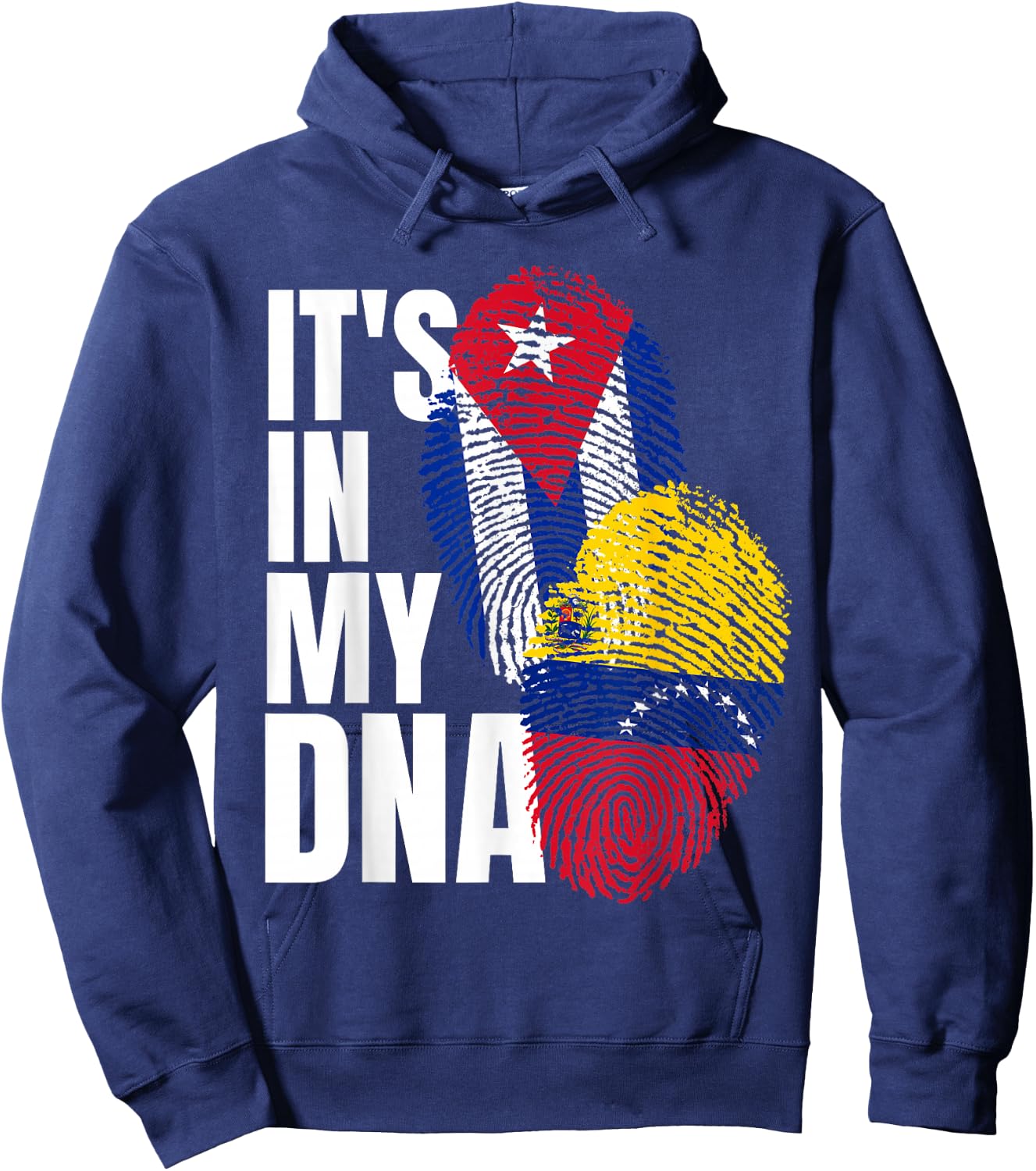 Cuban And Venezuelan Mix DNA Heritage Flag Hoodie - Hoodie | Navy